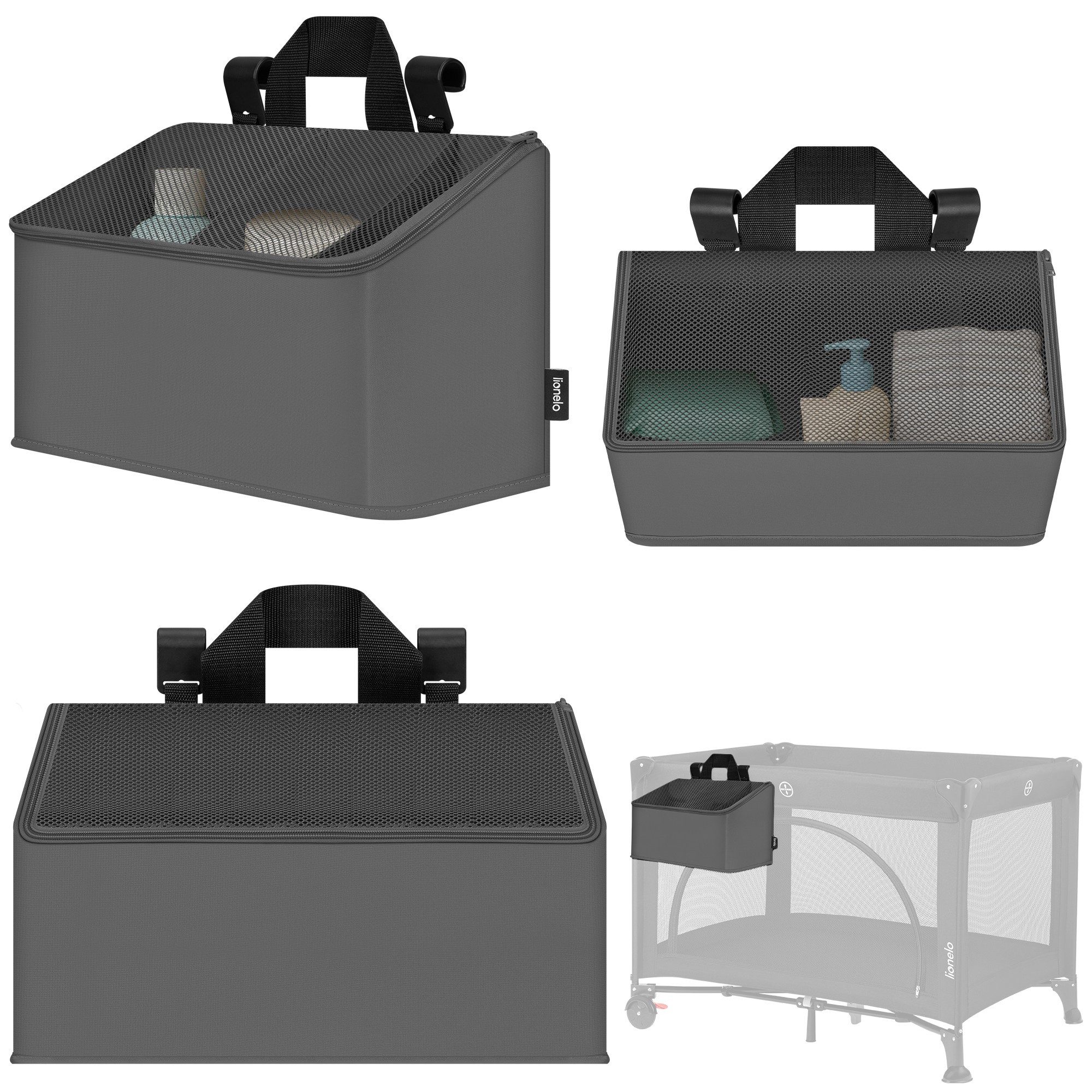 lionelo Betttasche SIDEPOCKET MEDIUM (Set, Multifunktionaler Organizer für Kinderbetten), 3Fächer/tragbar/universal/verstärkt/leichtzu reinigen