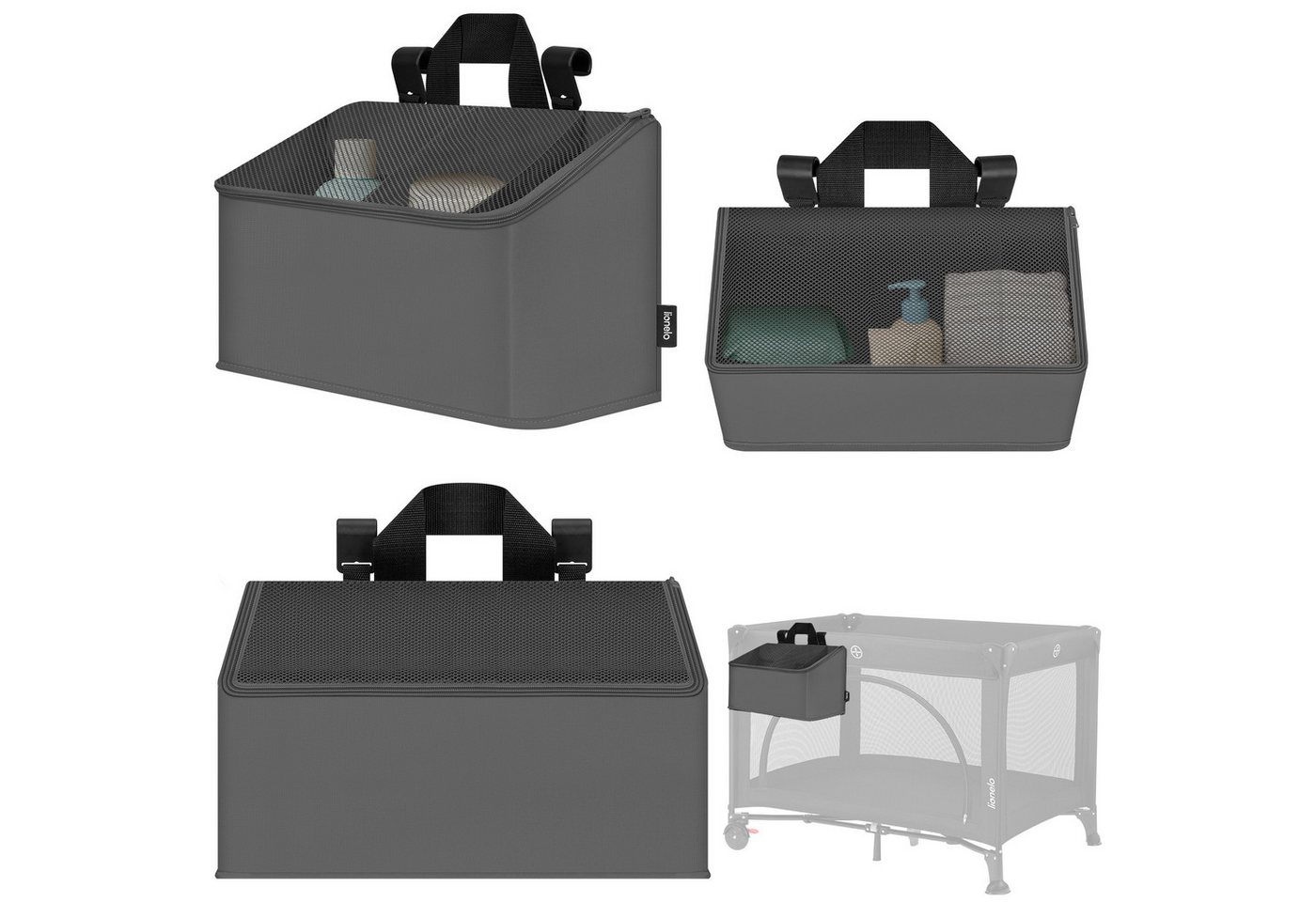 lionelo Betttasche SIDEPOCKET MEDIUM (Set, Multifunktionaler Organizer für Kinderbetten), 3Fächer/tragbar/universal/verstärkt/leichtzu reinigen