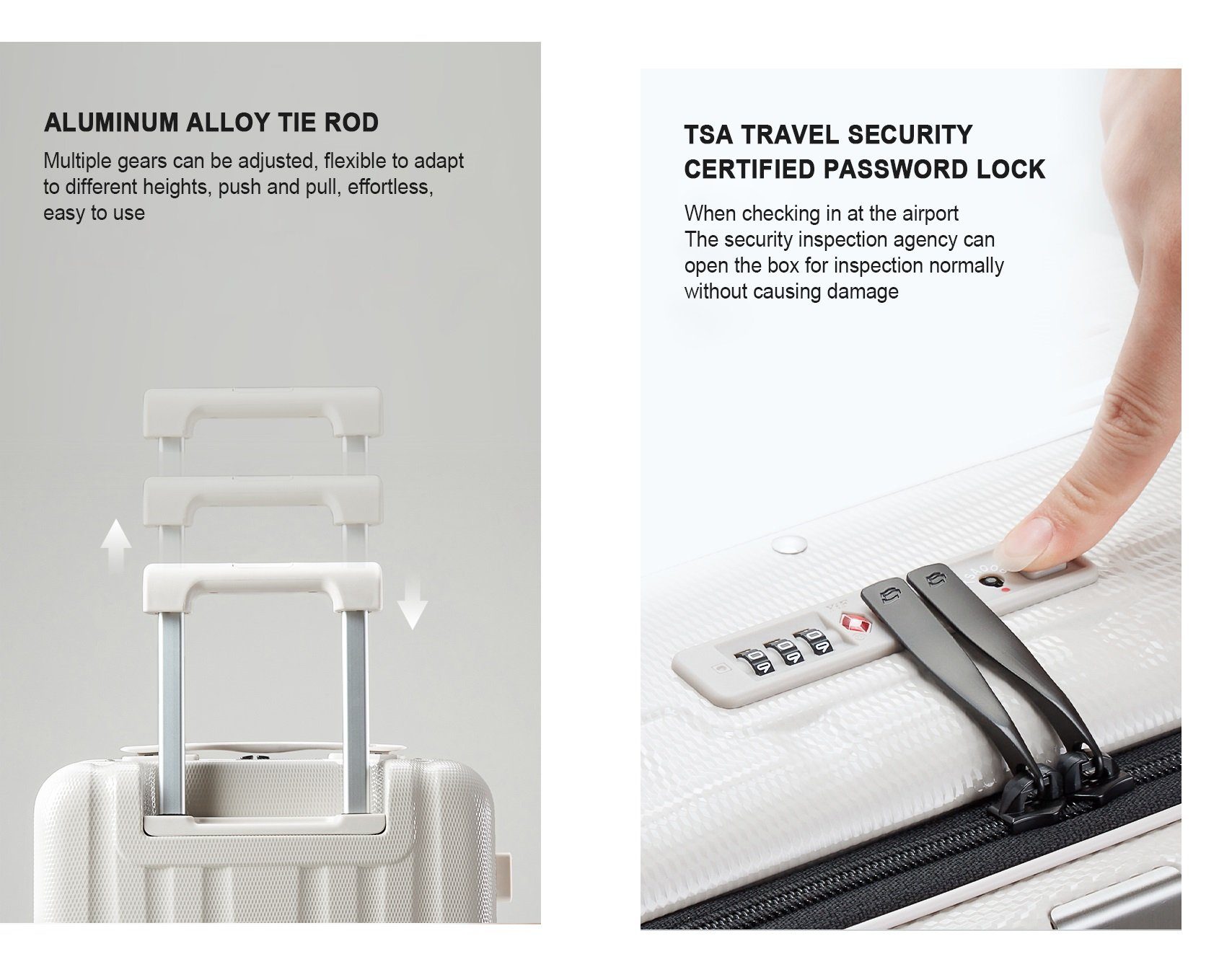 TSA Hanke Polycarbonat, Premium weiss Hartschalen-Trolley Laptopfach, Handgepäckkoffer mit