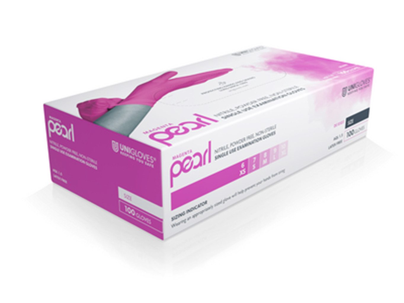 Unigloves® Nitril-Handschuhe Magenta Pearl (Packung, 100-St) Gr. S (6-7)
