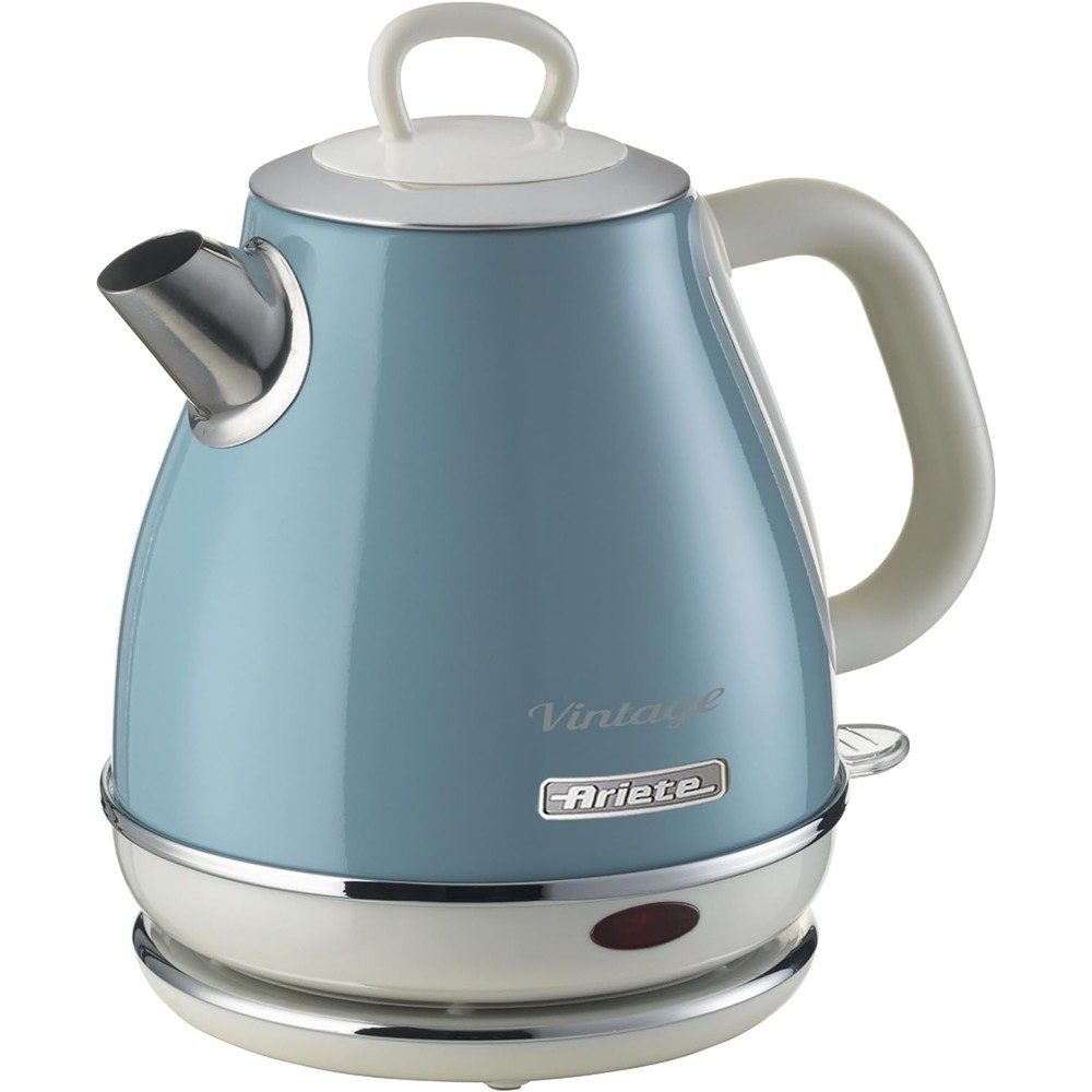 Ariete Wasserkocher 2868 Vintage Wasserkocher 1 L, elektrischer Retro-Wasserkocher, 1600 W, Teekocher, elektrischer Teekessel, Retro-Küchengerät, blau