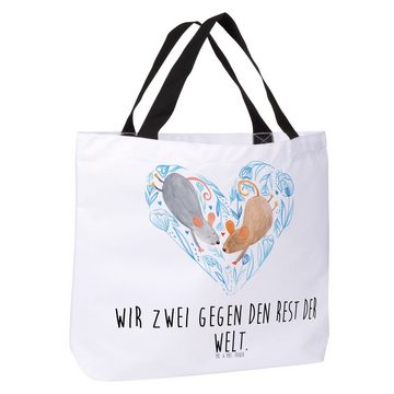 Mr. & Mrs. Panda Shopper Mäuse Herz - Weiß - Geschenk, Liebe, Ehefrau, Geschenk für zwei, Eink (1-tlg), Trendiges Design