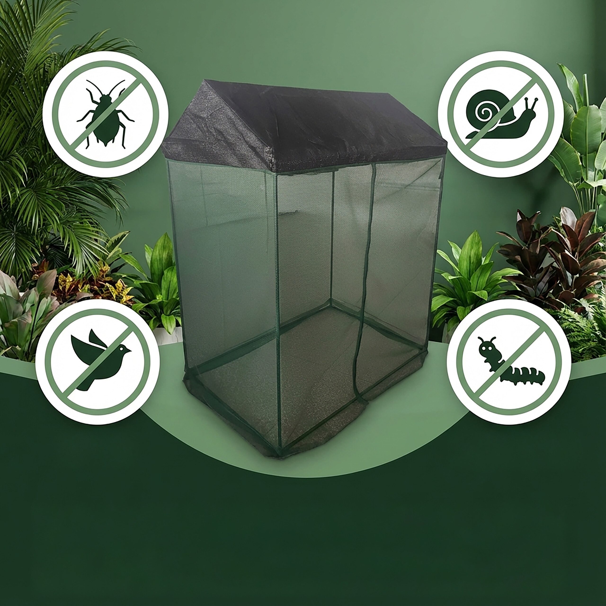 relaxdays Pflanzenschutzdach Pflanzenschutzabdeckung mit Dach & Tür
