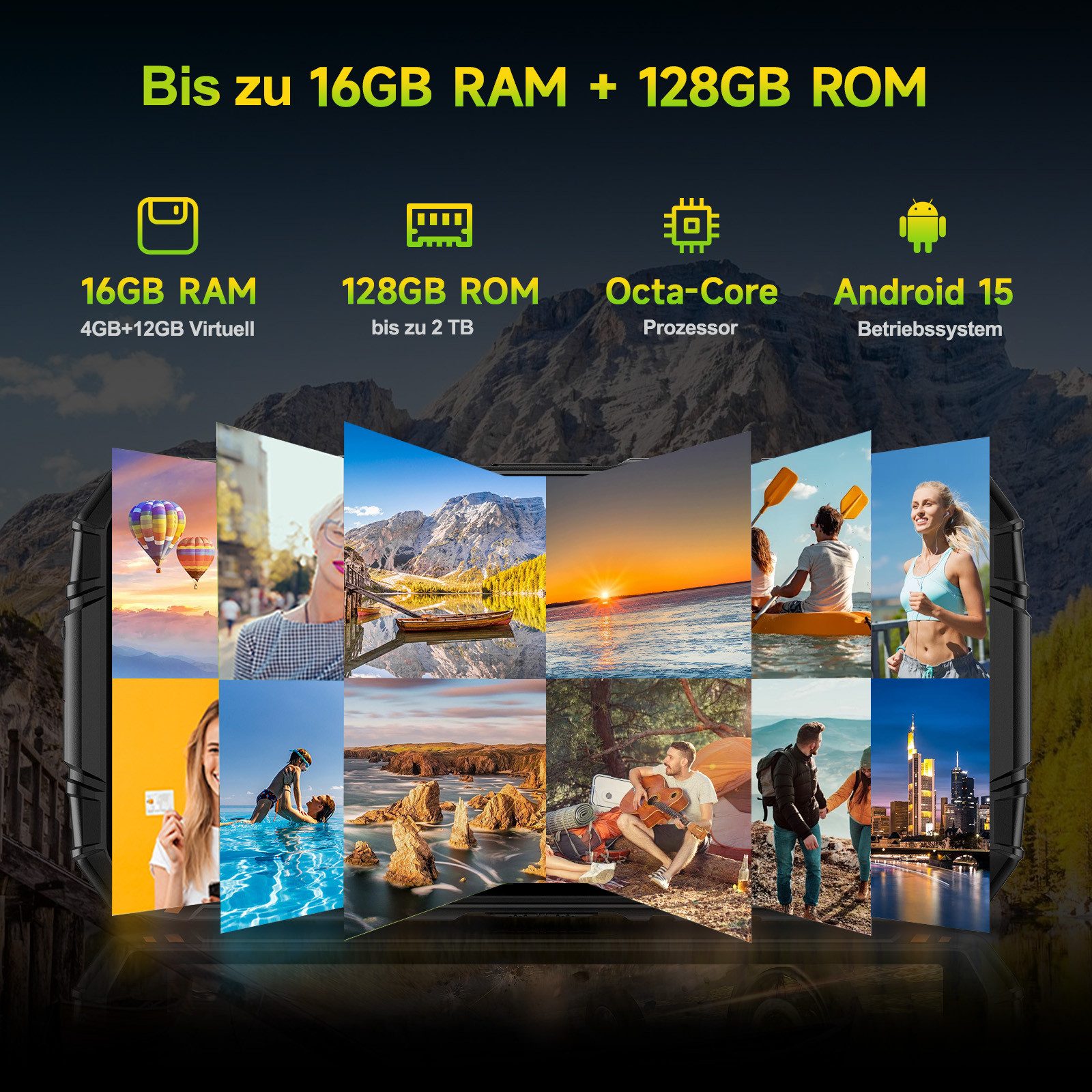 DOOGEE Fire 3 Pro 16GB RAM+128GB ROM Android 15 Outdoor Smartphone (13,96 cm/5.5 Zoll, 128 GB Speicherplatz, 16 MP Kamera, 5,5'' Display, IP68/IP69, 16MP Kamera, 8350mAh, NFC, OTG, GPS)