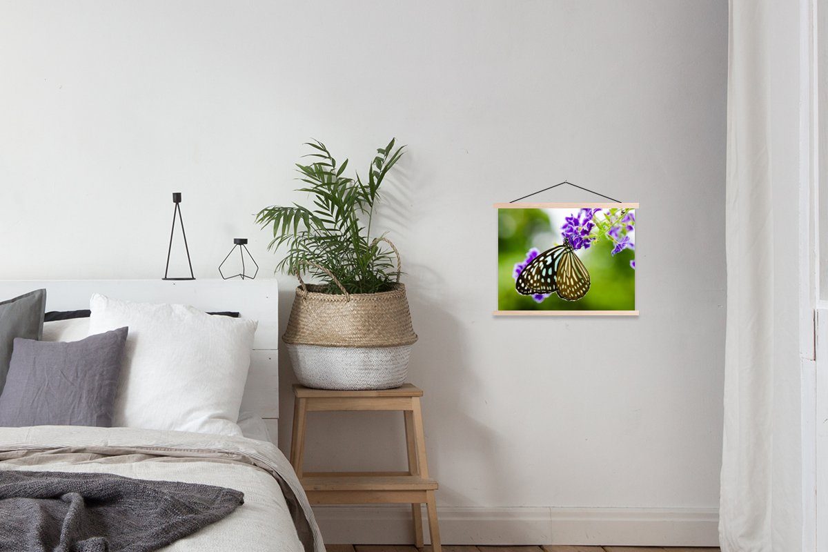 MuchoWow Poster Lavendel - Schmetterling für Bilderleiste, - Textilposter Magnetisch Botanisch, St), (1 Posterleiste, Wohnzimmer