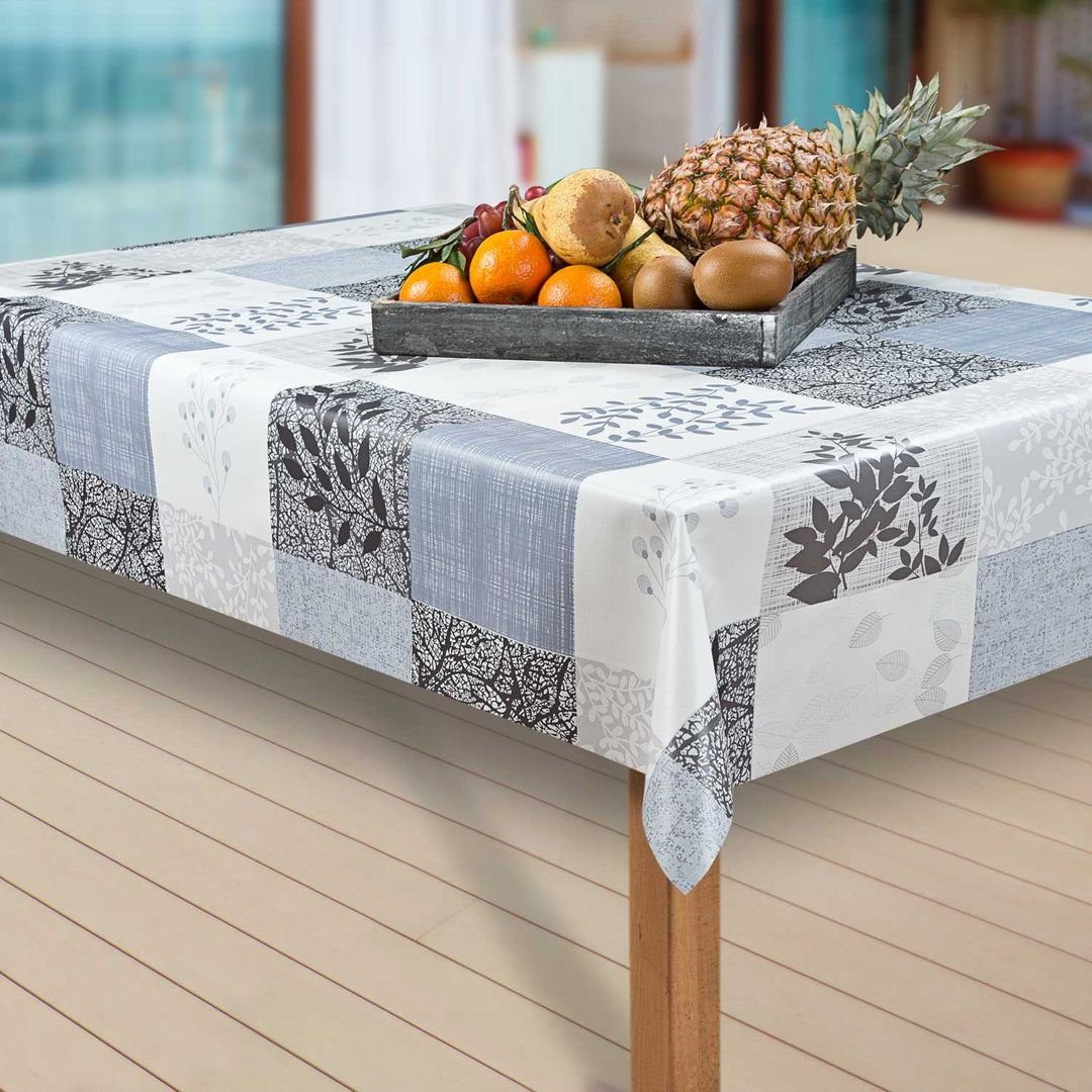 laro Tischdecke Wachstuch-Tischdecken Abwaschbar Blumen Grau. Weiß. Schwarz günstig online kaufen