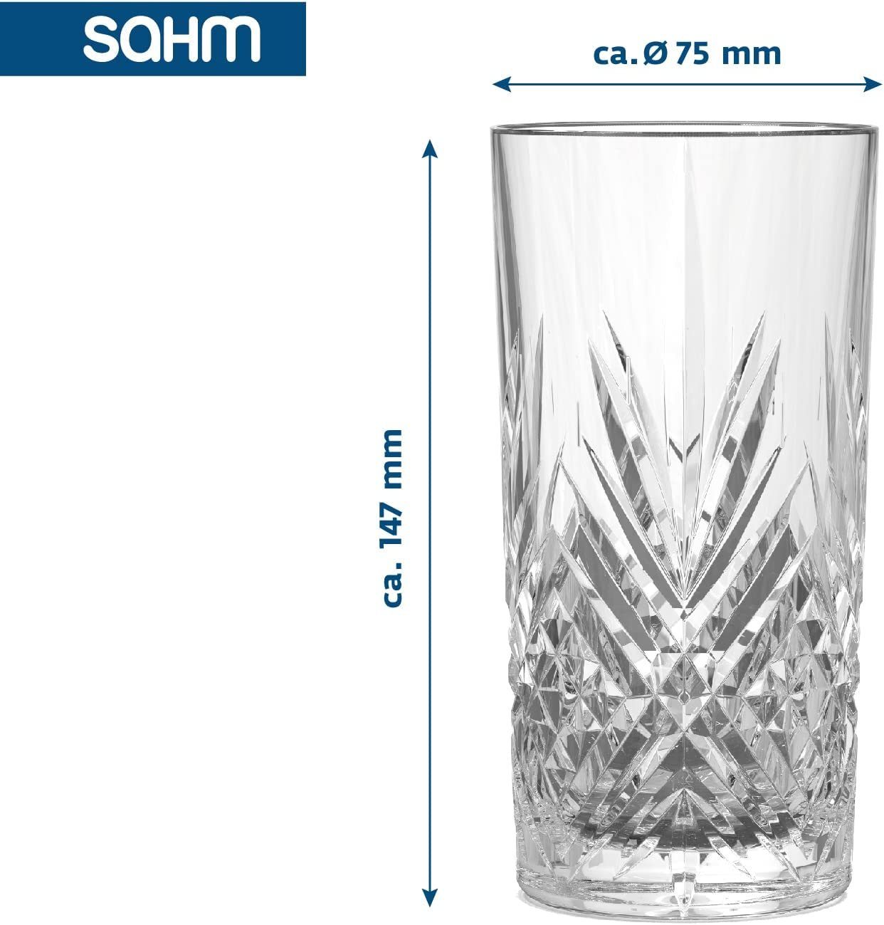 SAHM Longdrinkglas Gin Tonic Gläser 6 teilig 365ml - Broadway Trinkgläser Set, 6-tlg., Edles Glas, 100% recyclebar – Bild 4 von 5