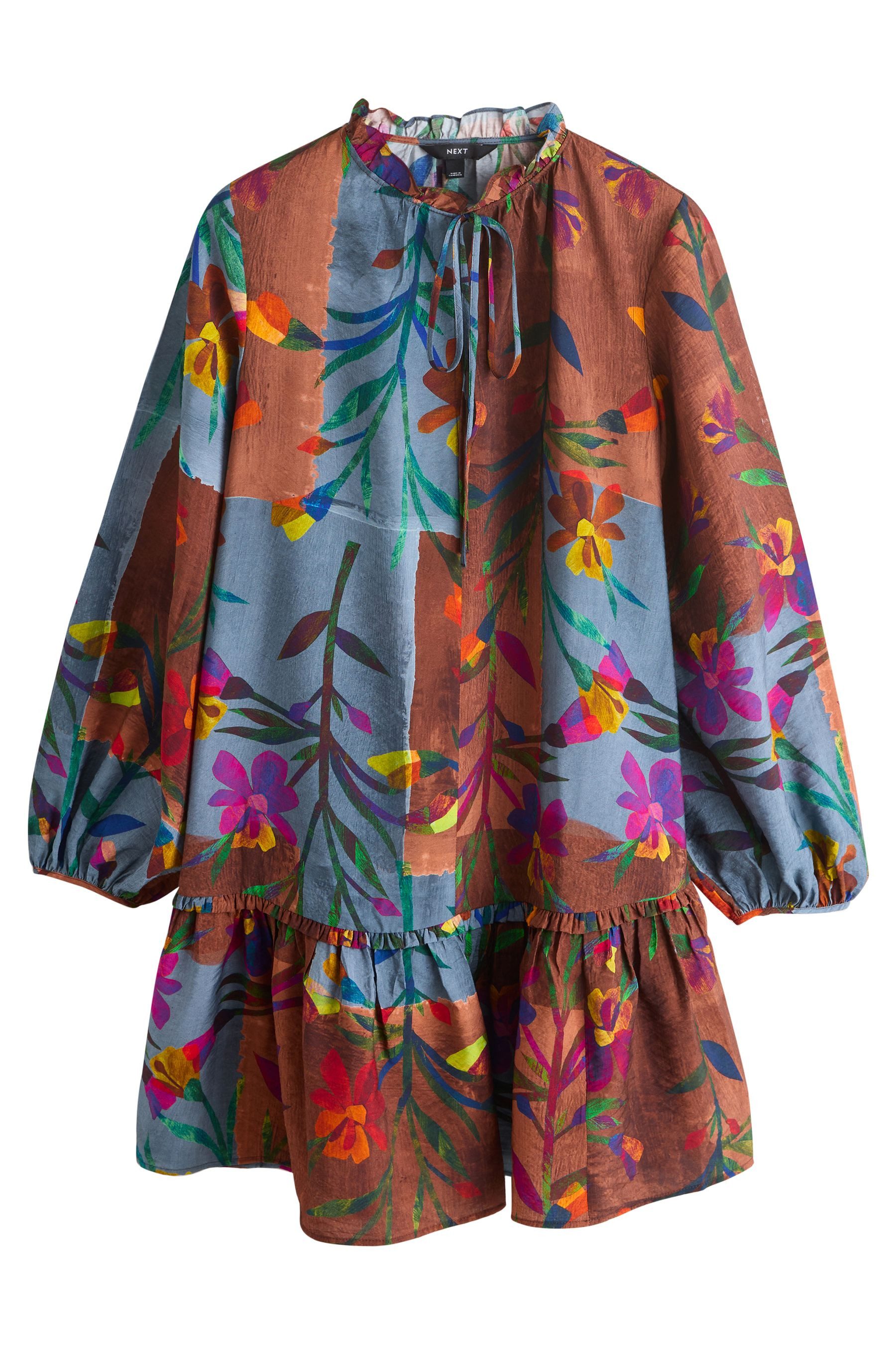 Minikleid Gestuftes Minikleid mit Bindedetail vorne