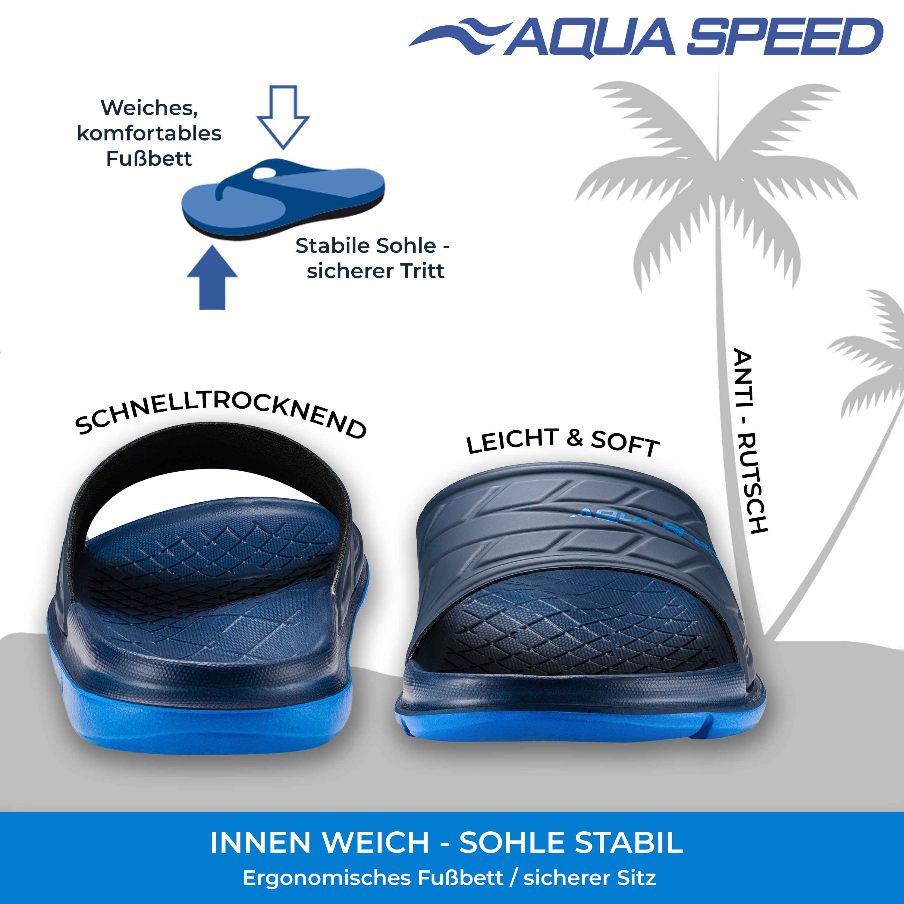 Aqua Speed ASPEN Badelatschen + kl. Fasertuch Duschsandalen Badeschlappen Badepantolette – Bild 3 von 5