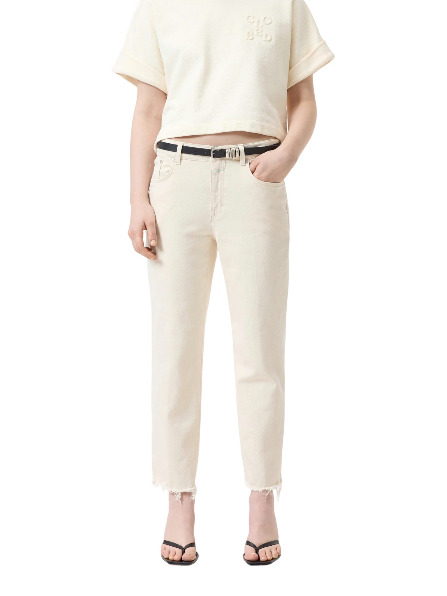 CLOSED Stoffhose natur, Casual, Baumwolle, Unifarben, Straight Leg, Mittel