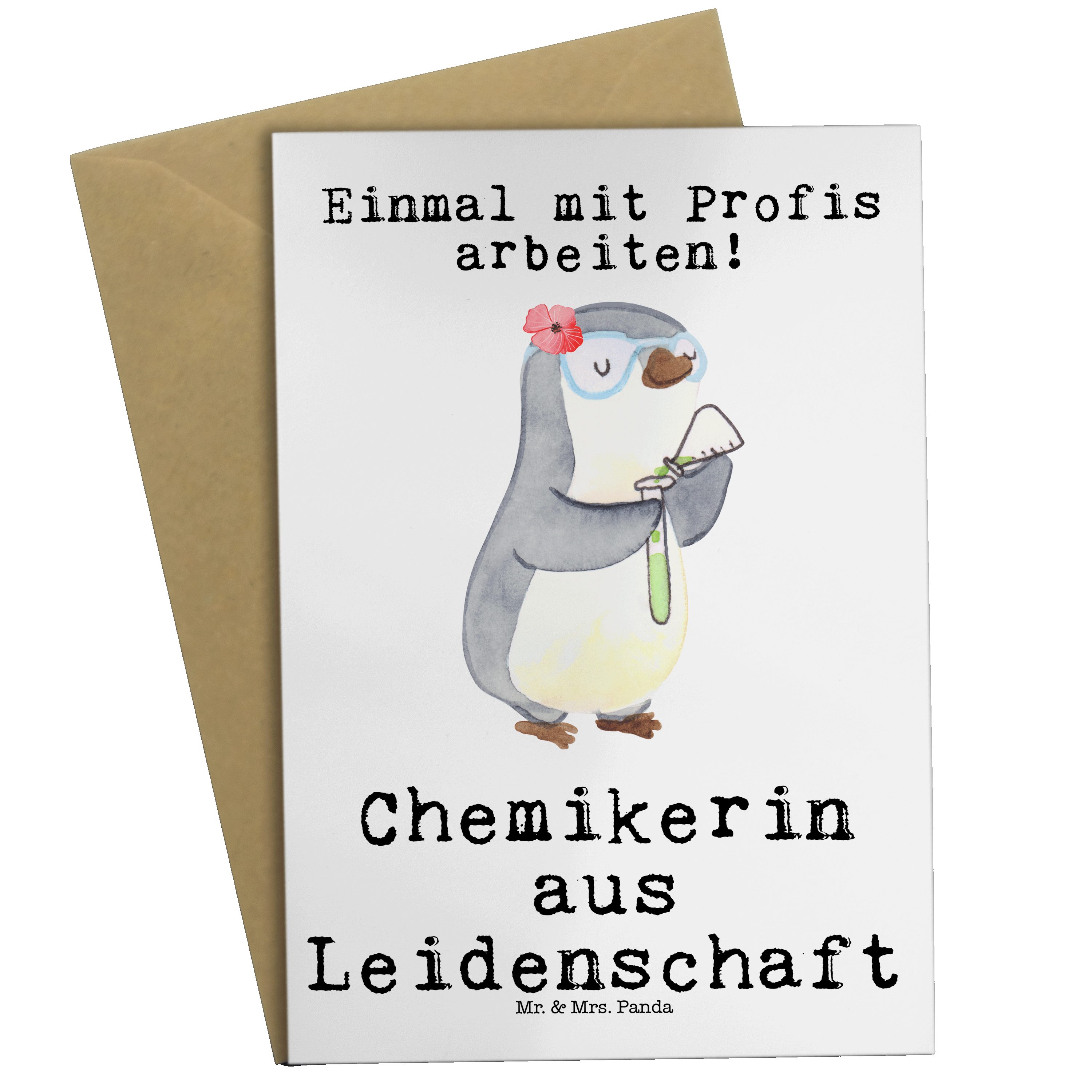 Mr. & Mrs. Chemielaborantin, Leidenschaft Geschenk, Chemikerin Panda Weiß - Grußkarte aus - Kart