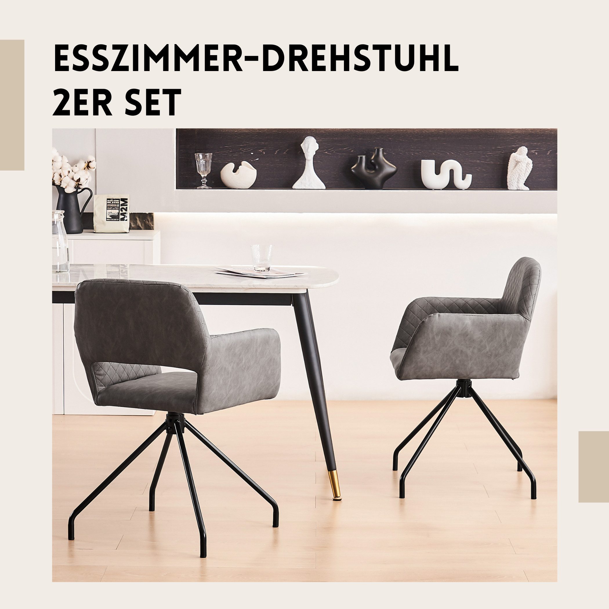 SeedWave Esszimmerstuhl aus Kunstleder mit Armlehnen, günstig online kaufen
