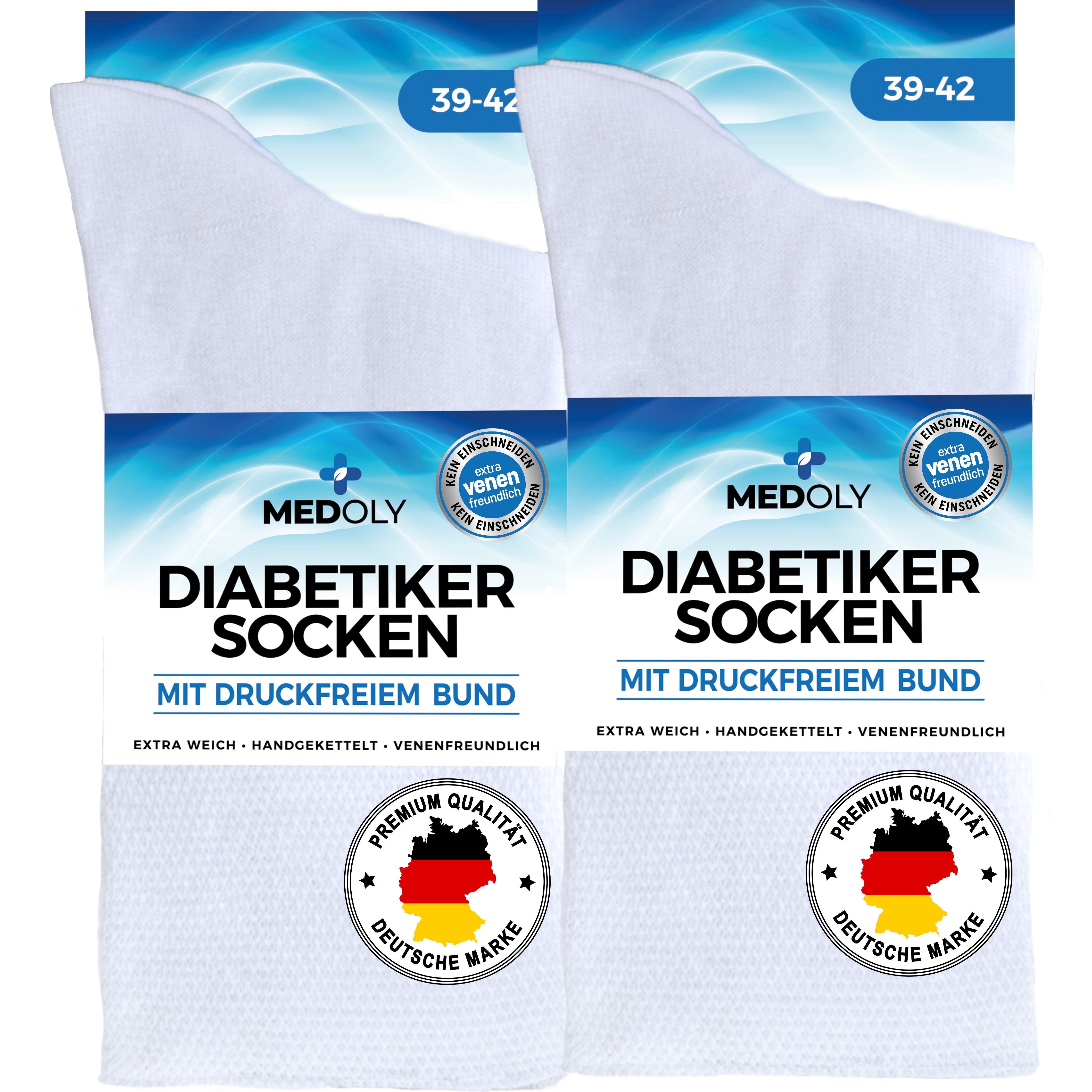 MEDOLY Diabetikersocken mit 97% Baumwolle, ohne Bund (6 Paar) ohne störende Naht