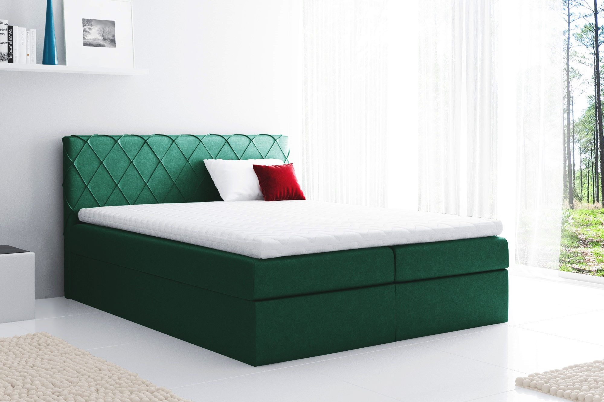 MF Design Boxspringbett Boxspringbett PAROS mit Bettkasten und Federautomatik, Vorhanden