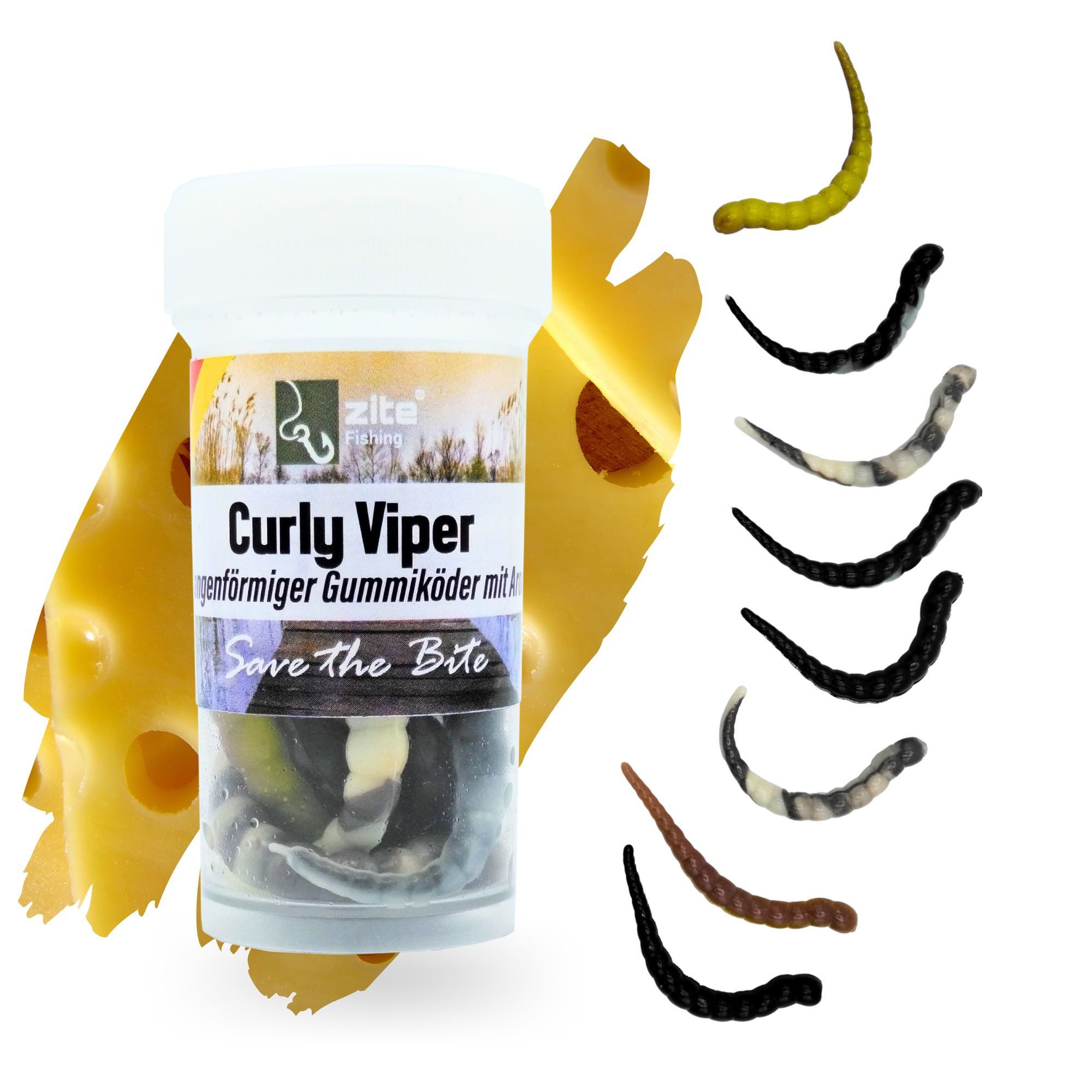 Kunstköder Curly Viper Allround, Schock, Natur Mix 6,5cm Gummiköder Forelle 8 St.