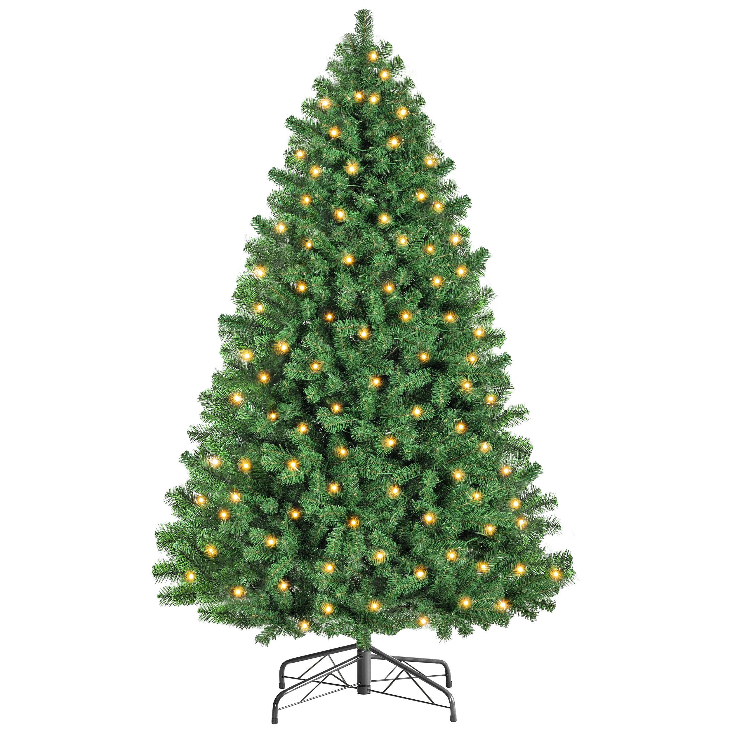 WHEELYOU Künstlicher Weihnachtsbaum 120–235 cm Klassische Tannenserie, PVC, warmgelbe LEDs, 8 Lichtmodi, Klassische Tannenform, dichte PVC-Zweige, warmgelbe Beleuchtung, 8 Lichtmodi, integrierte LEDs, formbare Zweige, Metallständer