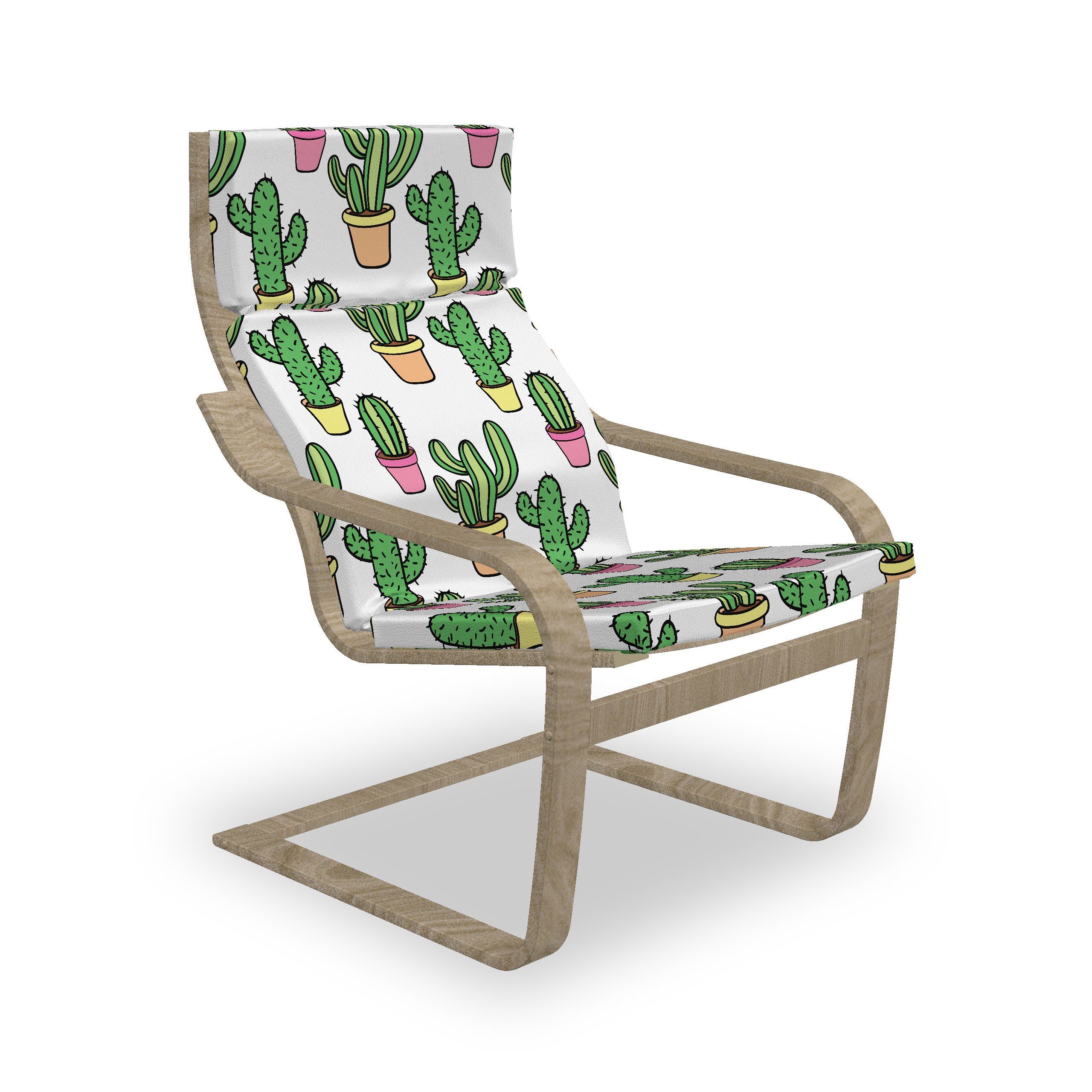 Abakuhaus Stuhlkissen Sitzkissen mit Stuhlkissen mit Hakenschlaufe und Reißverschluss, Kaktus Cartoon Blumen
