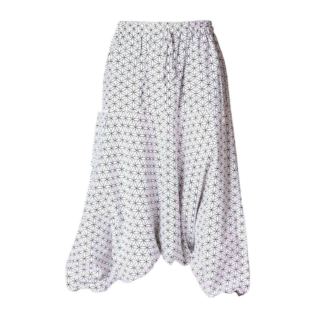 PANASIAM Haremshose Aladinhose Geometrix Haremshose aus 100% grob gewebter Baumwolle mit japanischen Mustern bedruckt Damen Pumphose bequeme Freizeithose