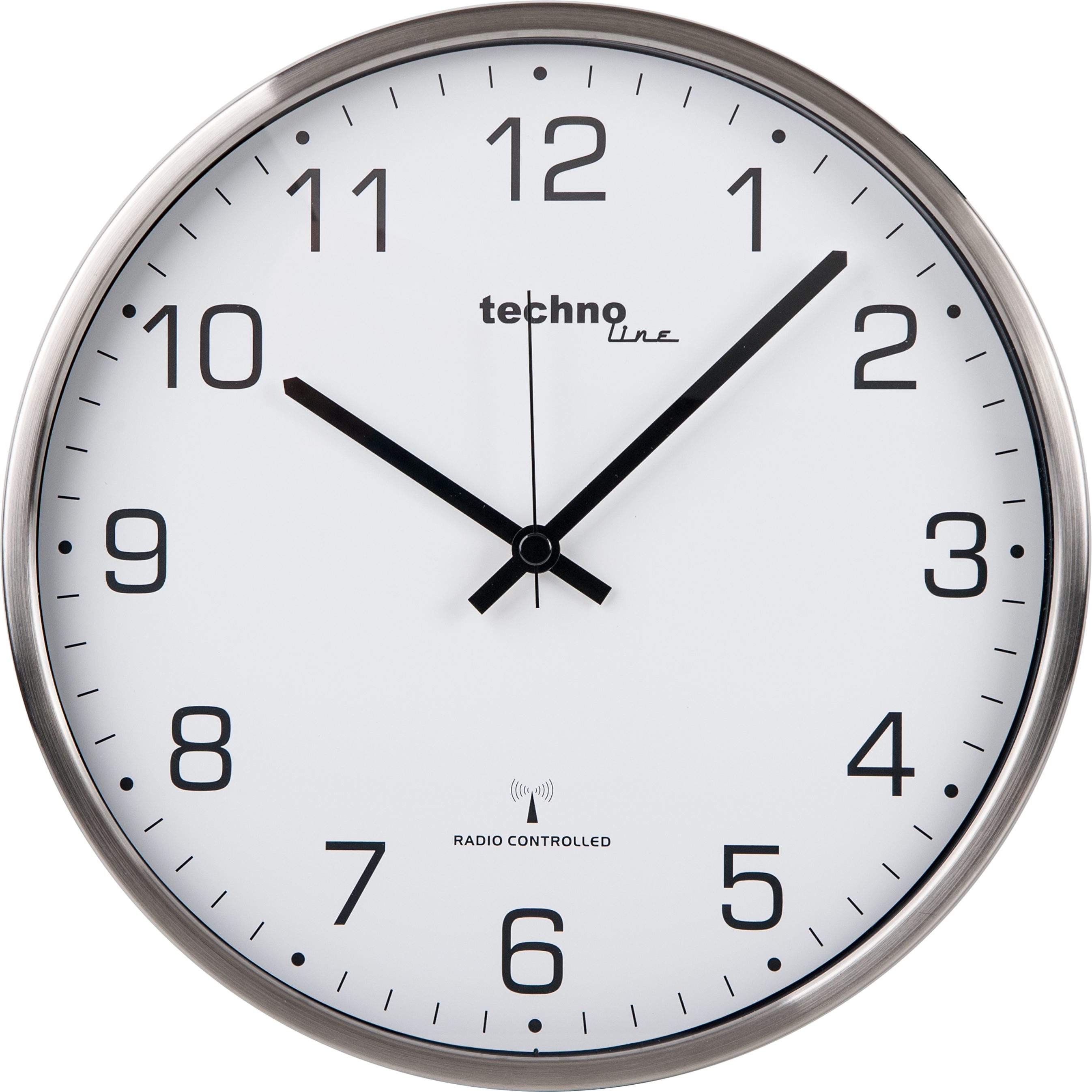 Technoline Jumbo Funk-Wanduhr – Ø 50 Cm, Metallrahmen, Mit Hintergrundbeleuchtung