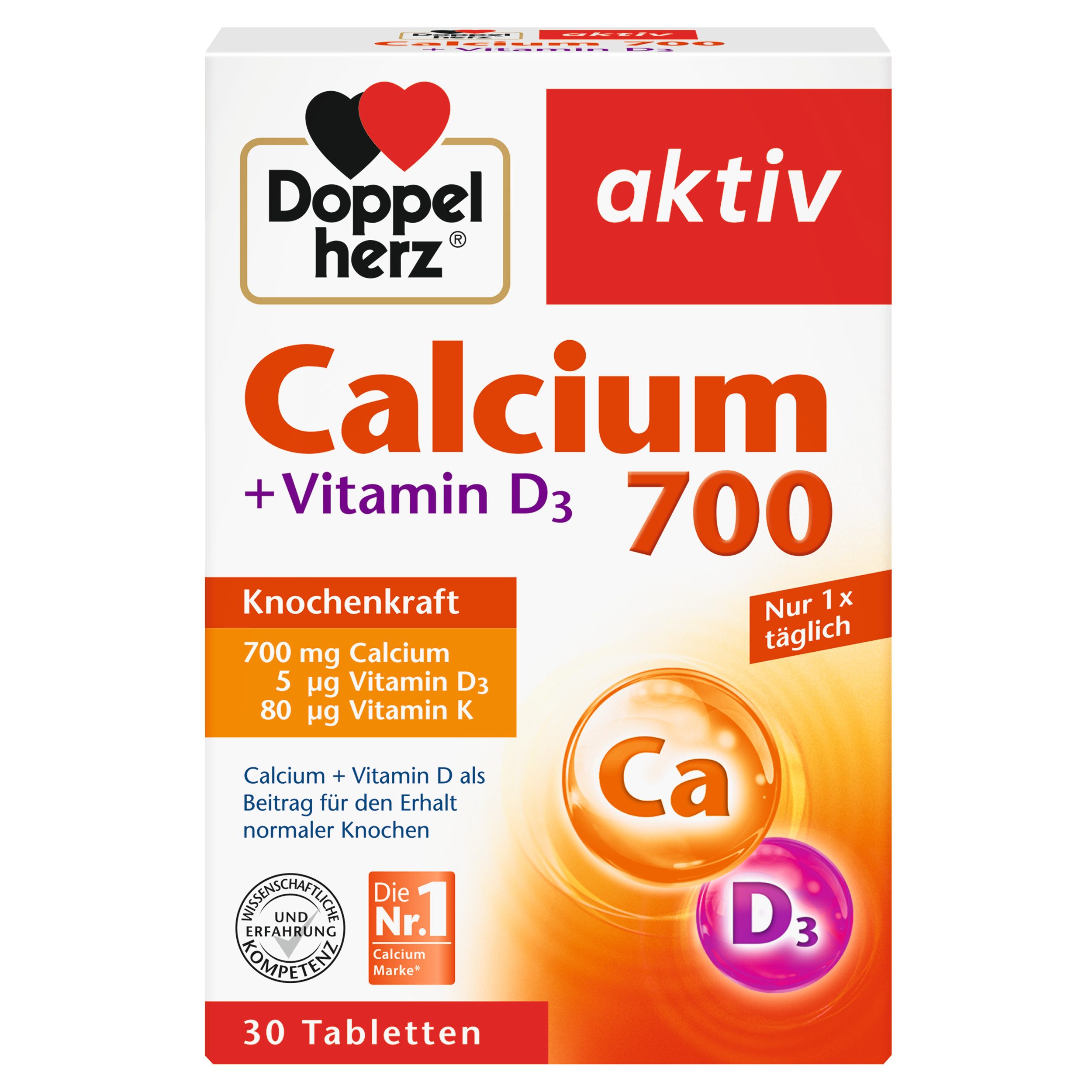Doppelherz Doppelherz Calcium 700 + Vitamin D3, 30 Tabletten, 66,5g Tablette