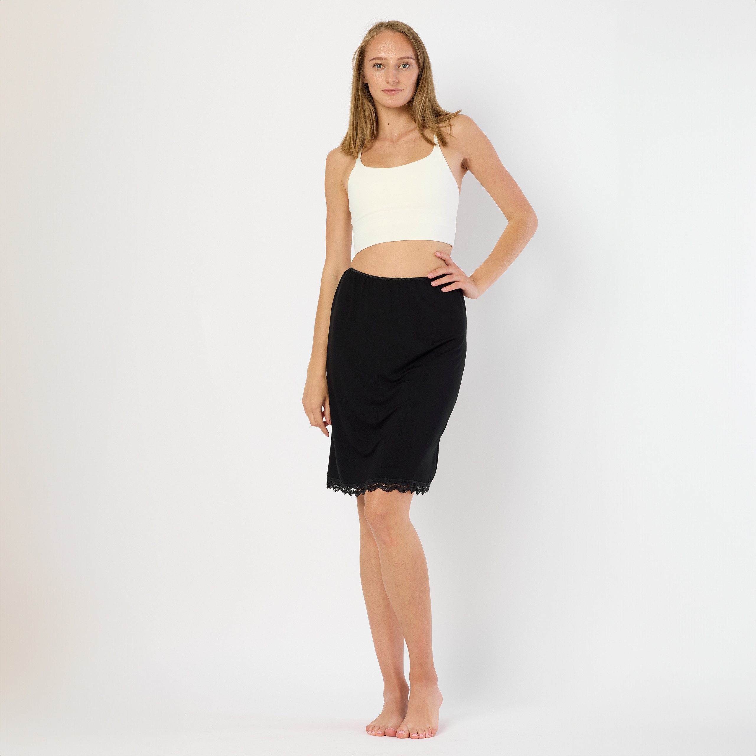 Bellivalini Unterrock Damen kurz aus Viskose BLV50-176 (1-tlg) mit Spitze