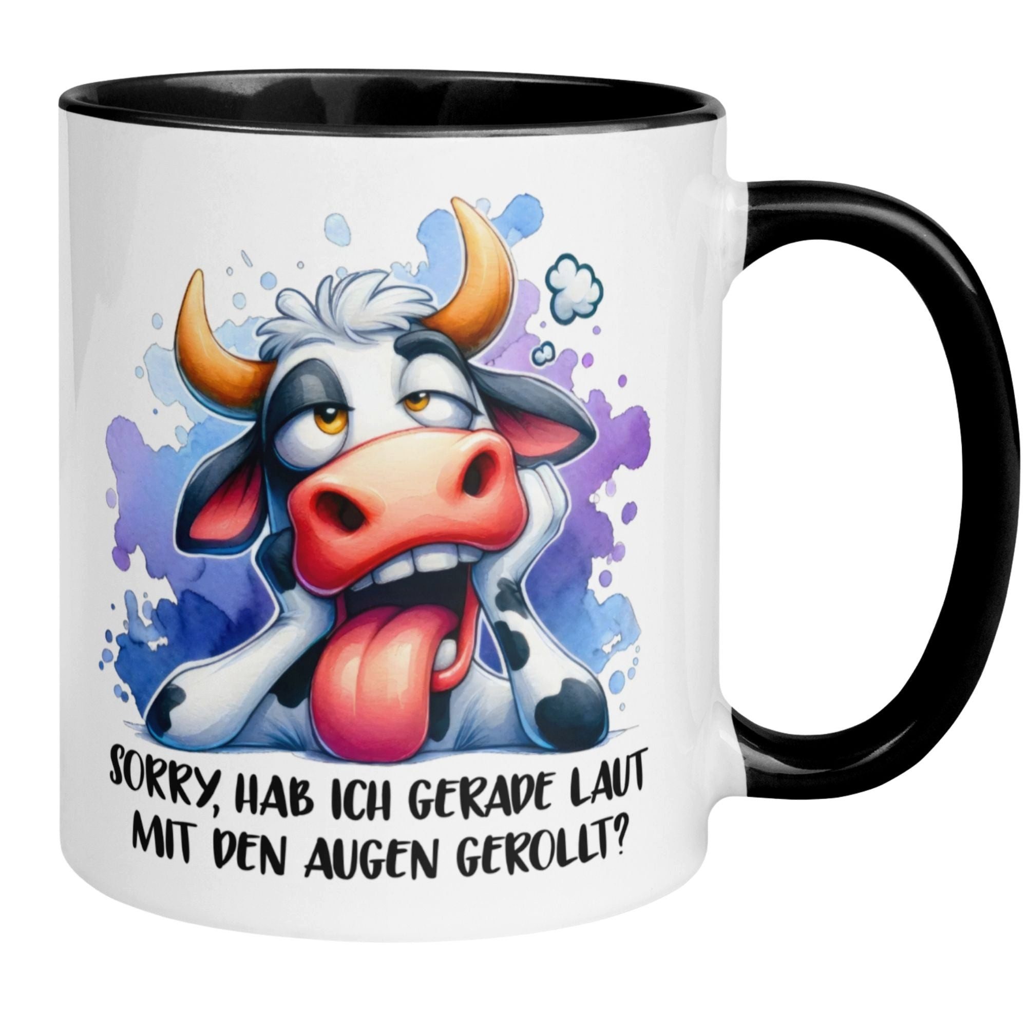 Momentals Tasse Kuh – Sorry hab ich gerade laut mit den Augen gerollt – Geschenk Büro, Gratis Versand · Links-&Rechtshänder · Spülmaschinenfest