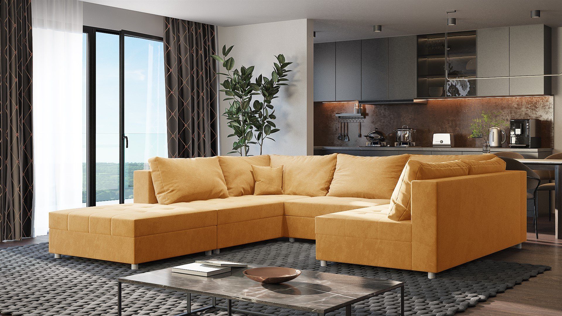 Fun Möbel Wohnlandschaft Sofa U-Form ANDRO, günstig online kaufen