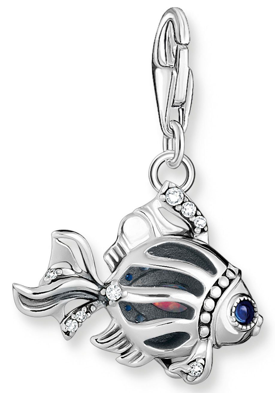 THOMAS SABO Charm-Einhänger Fisch mit blauen Steinen, mit Glas-Keramik Stein