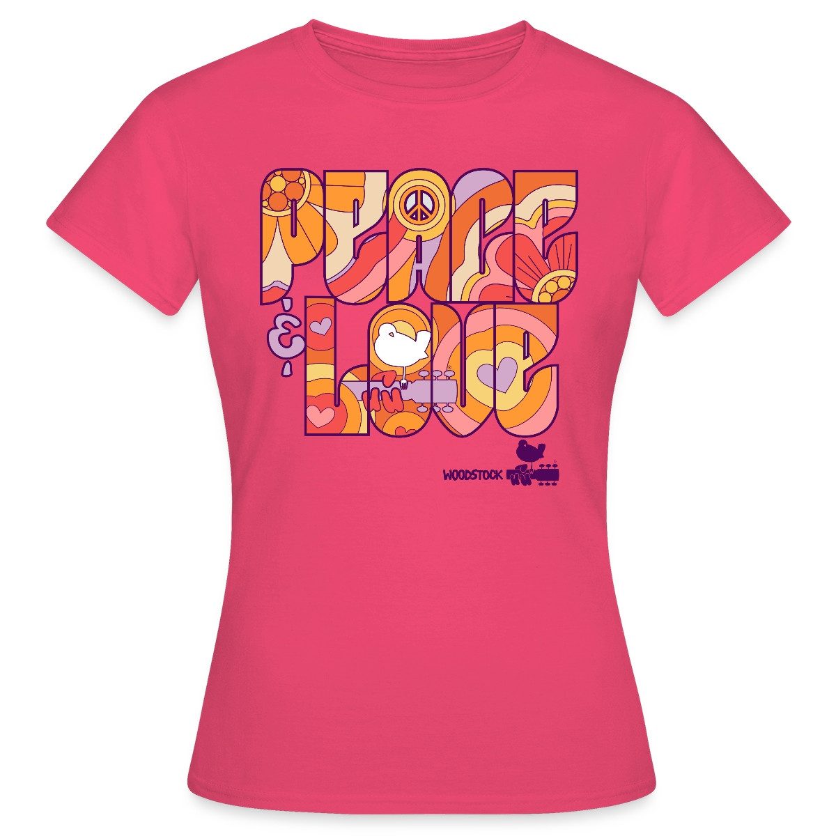 Spreadshirt T-Shirt Woodstock Peace Love Hippie Design Frauen T-Shirt (1-tl günstig online kaufen