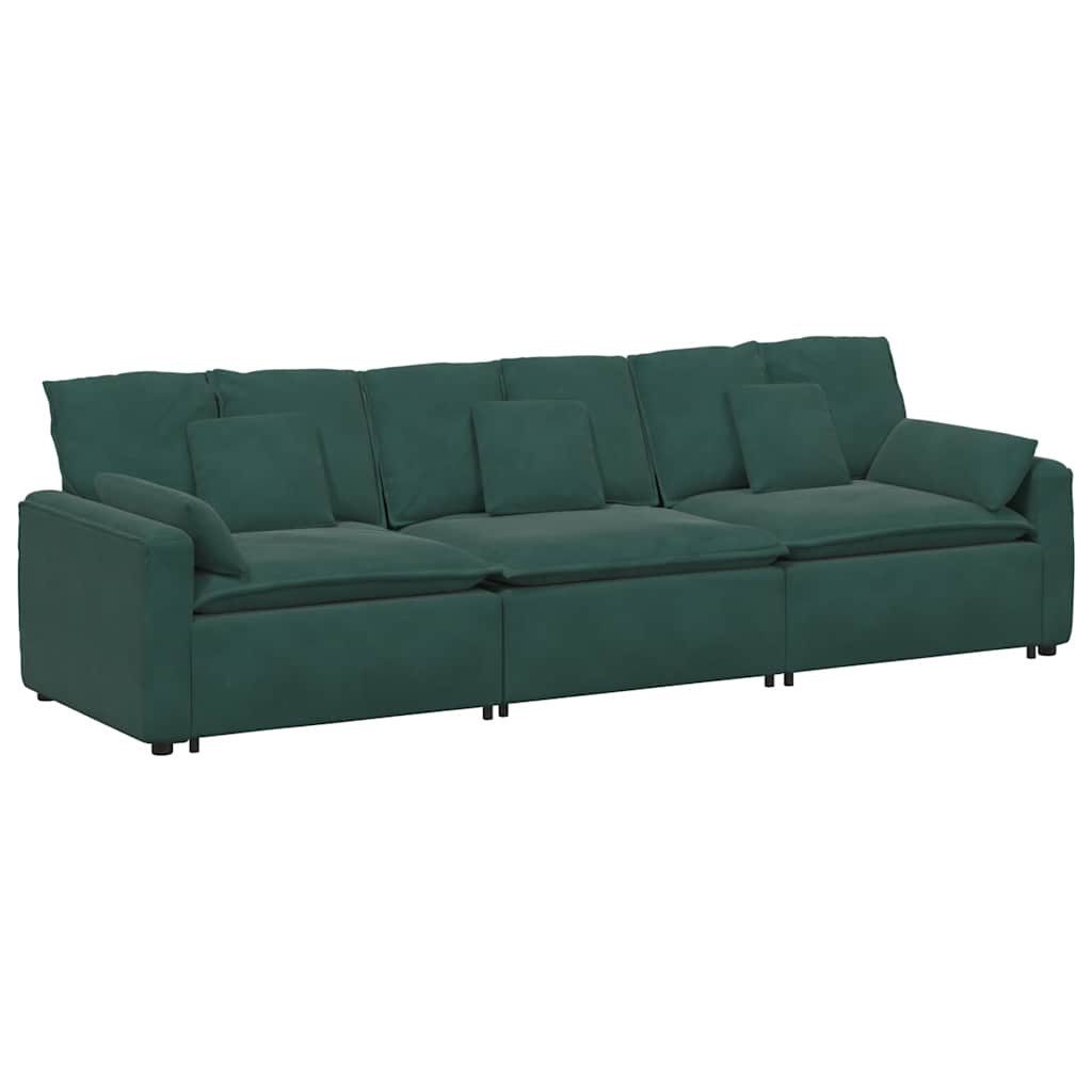 vidaXL Sofaelement Modulares Sofa mit Kissen Dunkelgrün