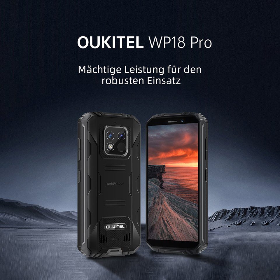 WP GB 12500 Smartphone schwarz OUKITEL Hauptkamera Display, Android Akku, mAh 12, 4G-[Außentelefon], 18 IPS Frontkamera, ROM, Speicherplatz, Dual-SIM 64GB (4 5M hinten) 5,93'' 13M pro,