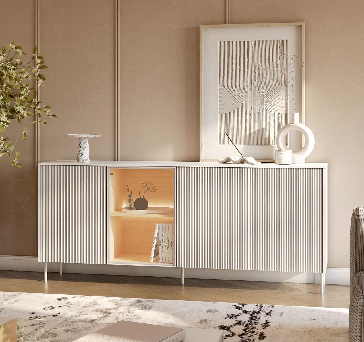 Compleo Kommode weiß, Sideboard MILO 170 cm breit, Elegant design, MADE IN EU, Modern Wohnzimmer, TOPSELLER