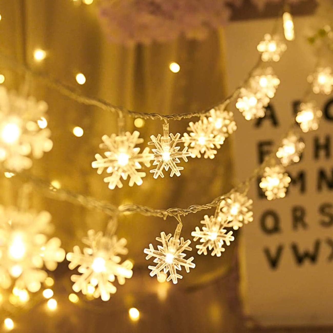 Bomiclss LED-Lichterkette 6M Schneeflocke Party Weihnachts Beleuchtung, für Weihnachtsbaum, 40-flammig, Wasserdicht – Bild 2 von 5