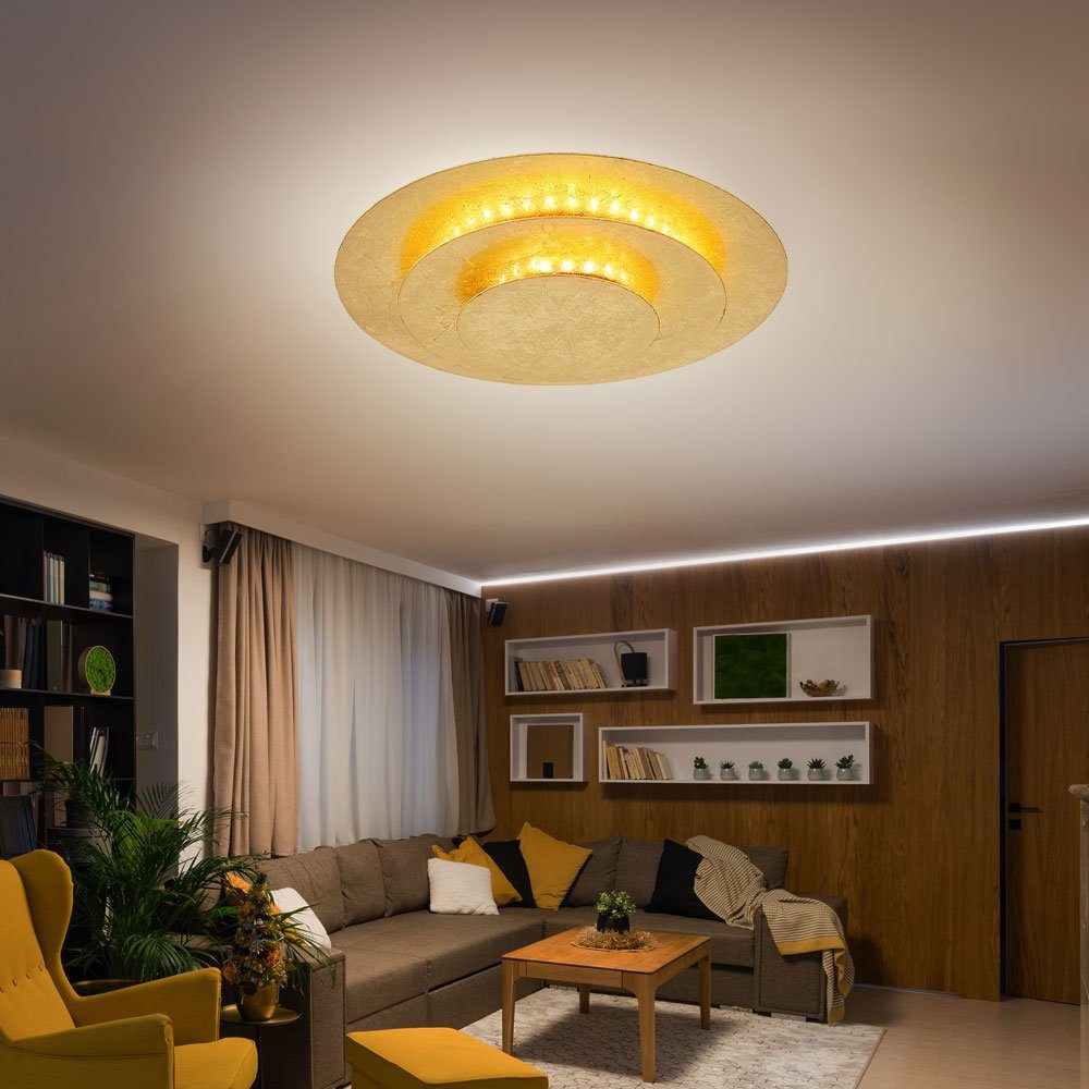 Globo LED Deckenleuchte, LED-Leuchtmittel fest verbaut, Warmweiß, Deckenleuchte Deckenlampe Wohnzimmerlampe gold LED Schlafzimmerlampe