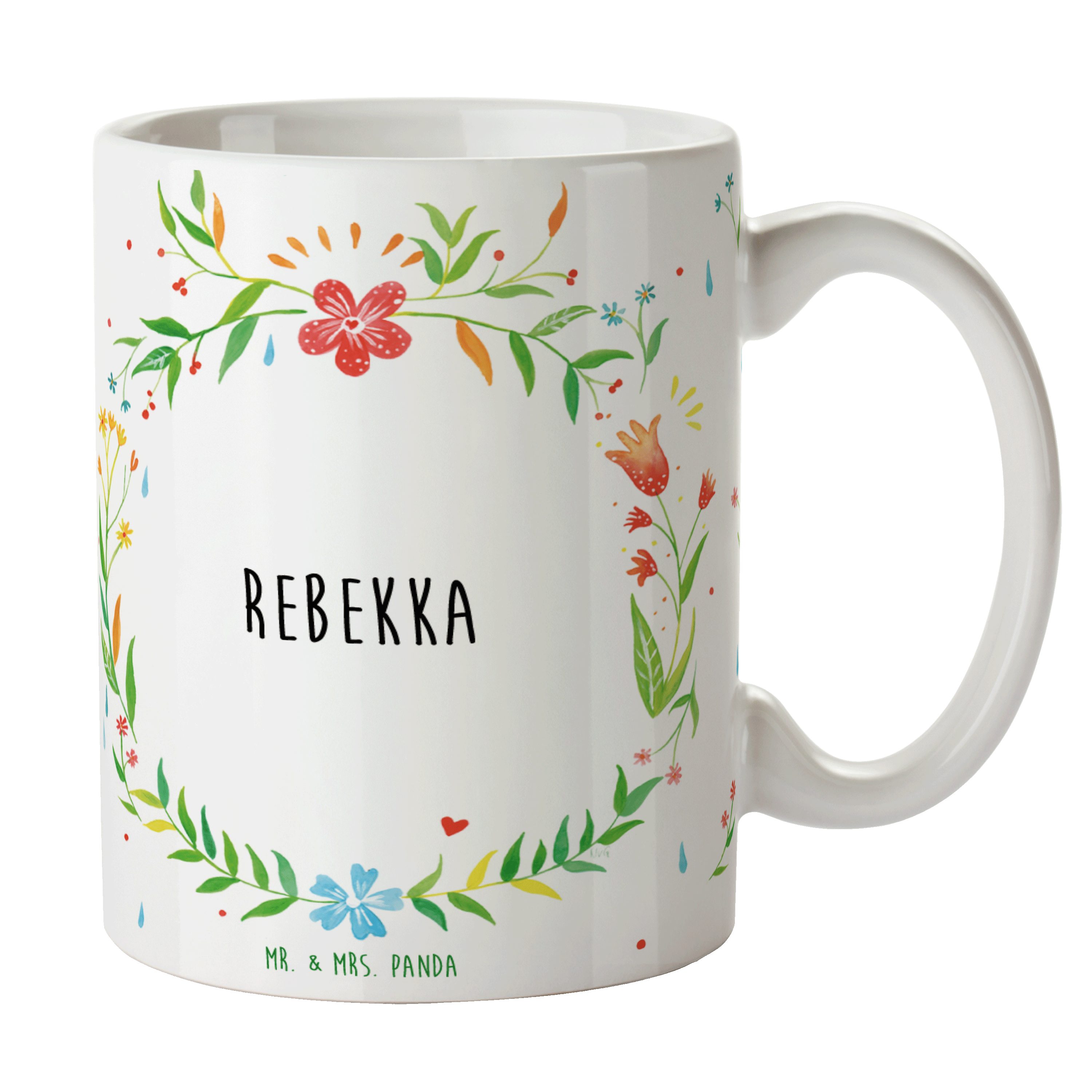 Mr. & Mrs. Panda Tasse Rebekka - Geschenk, Kaffeebecher, Kaffeetasse, Büro Tasse, Becher, Ta, Keramik