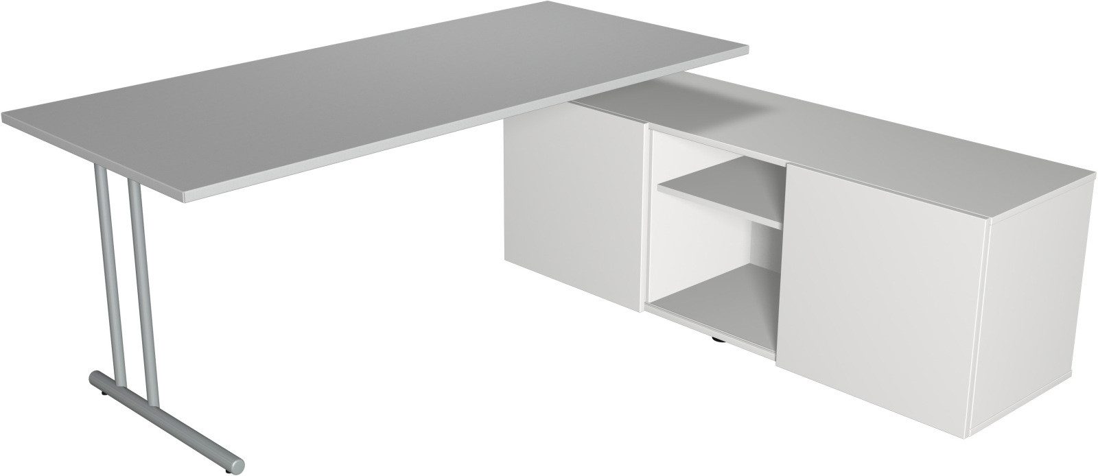 KERKMANN Schreibtisch Schreibtisch start up BxT 180x80 mit Sideboard lichtgrau
