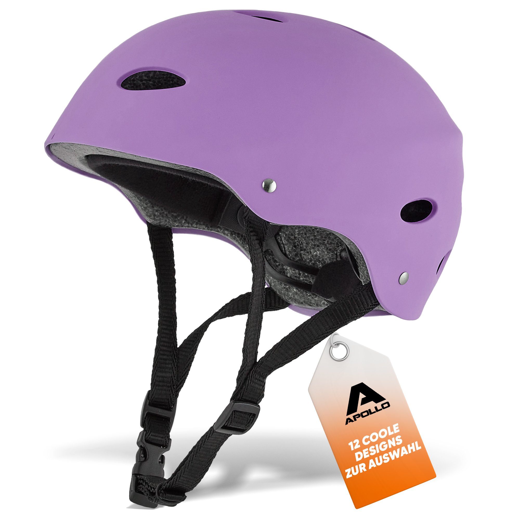 Apollo Kinderhelm Skatehelm für Kinder und Erwachsene - Verstellbarer Skaterhelm, Kinderfahrradhelm für Jungen und Mädchen mit Drehrad-Anpassung Lila