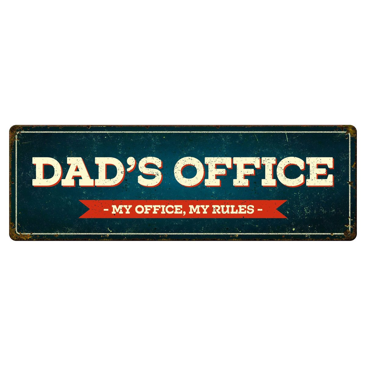 Flamingo Warnschild Blechschild Querformat "Dads Office - my Office, my Rules"