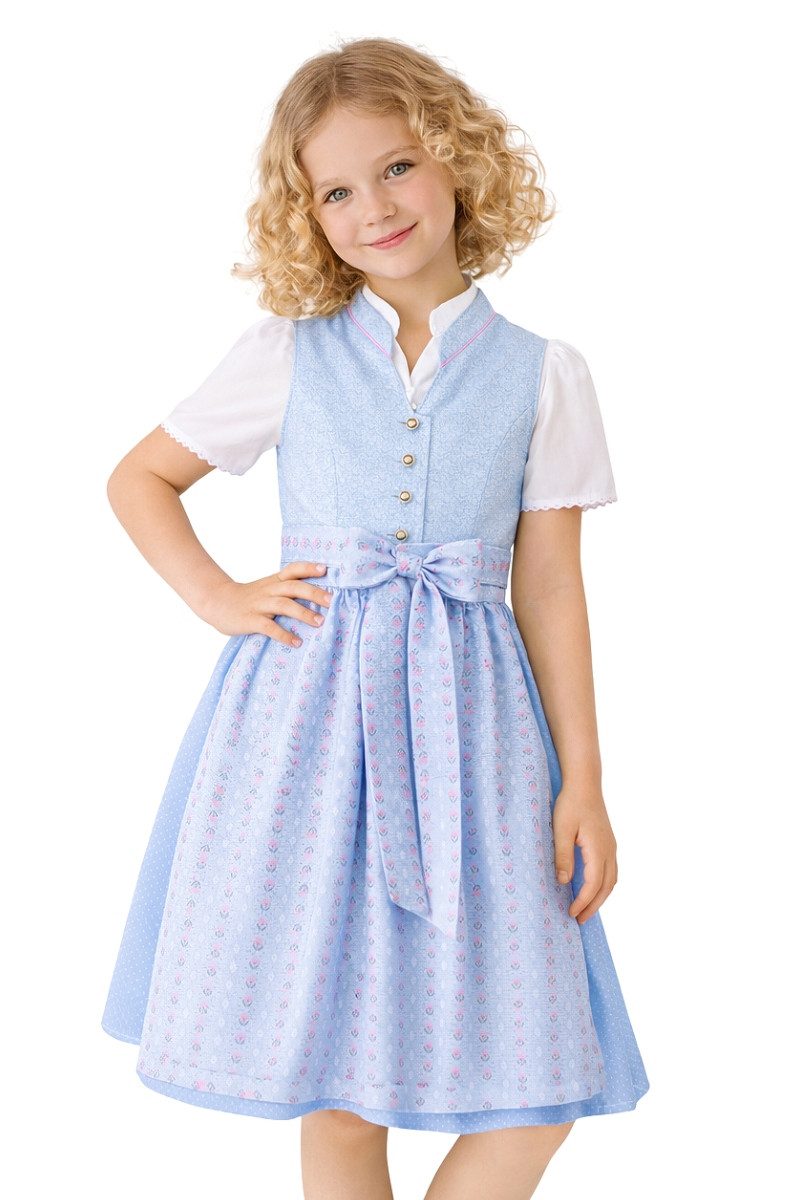 Isar-Trachten Dirndl Kinderdirndl 3tlg. - TILLA - hellblau