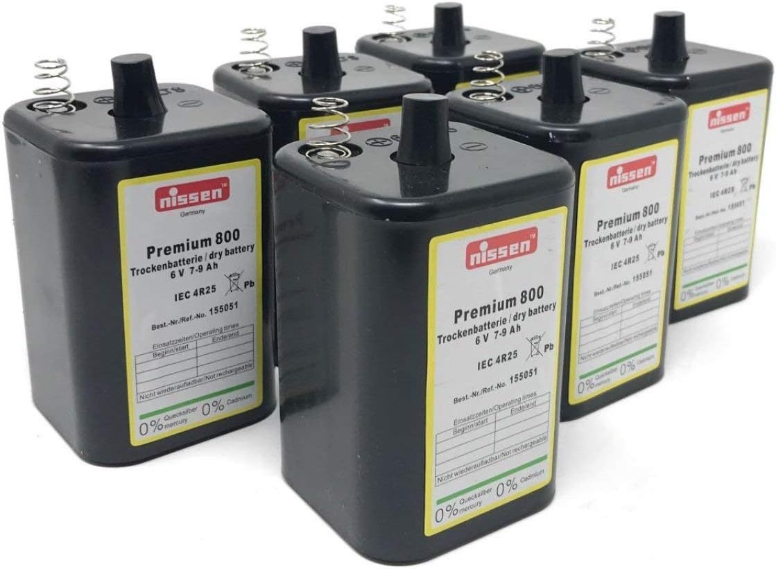 Nissen 6x 4R25 6V-Blockbatterie Ersatz für Nissen Laternenbatterie IEC 4R25 Batterie, (1 St)