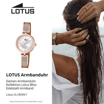 Lotus Quarzuhr LOTUS Damen Uhr Fashion 18599/1, (Analoguhr), Damen Armbanduhr rund, Edelstahlarmband rosegold