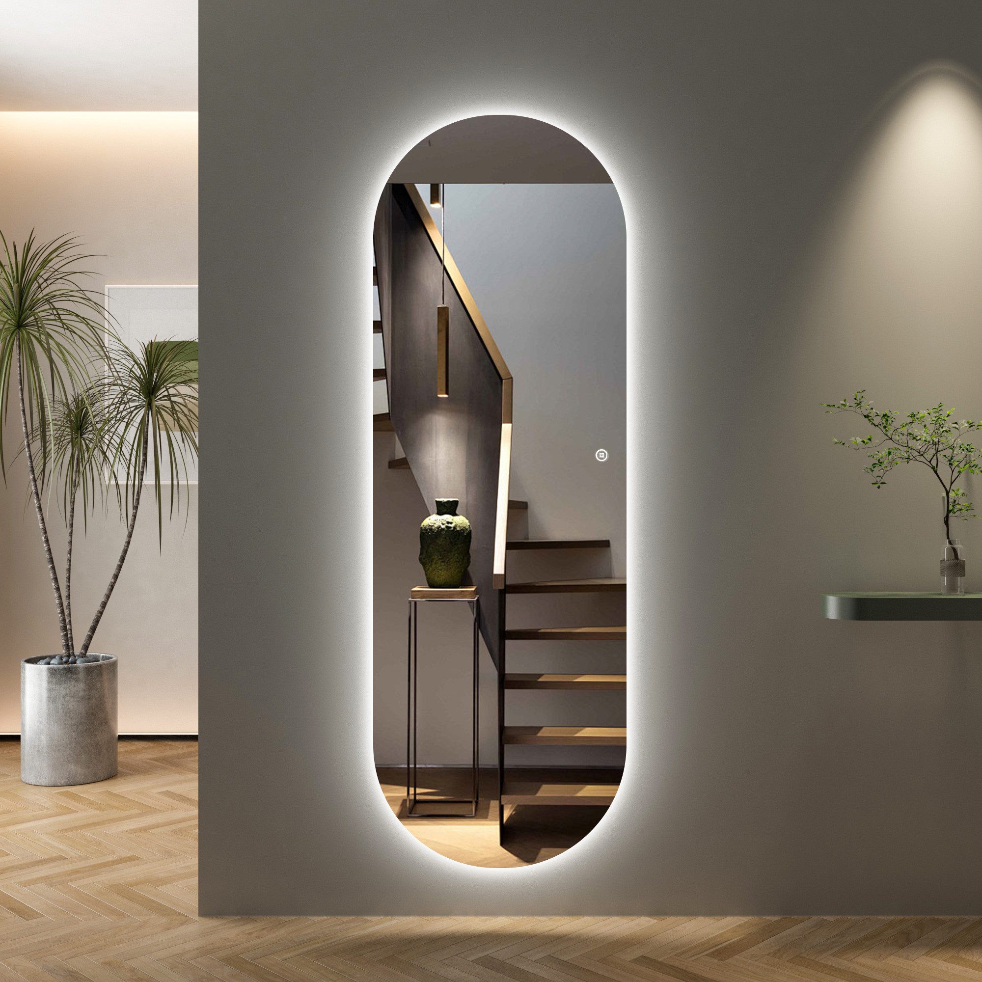 WDWRITTI Ganzkörperspiegel mit beleuchtung 165x60cm 3Lichtfarben Dimmbar Speicherfunktion (Wandspiegel Groß, 3000-6500K), für Flur Wohnzimmer Schlafzimmer Hotel