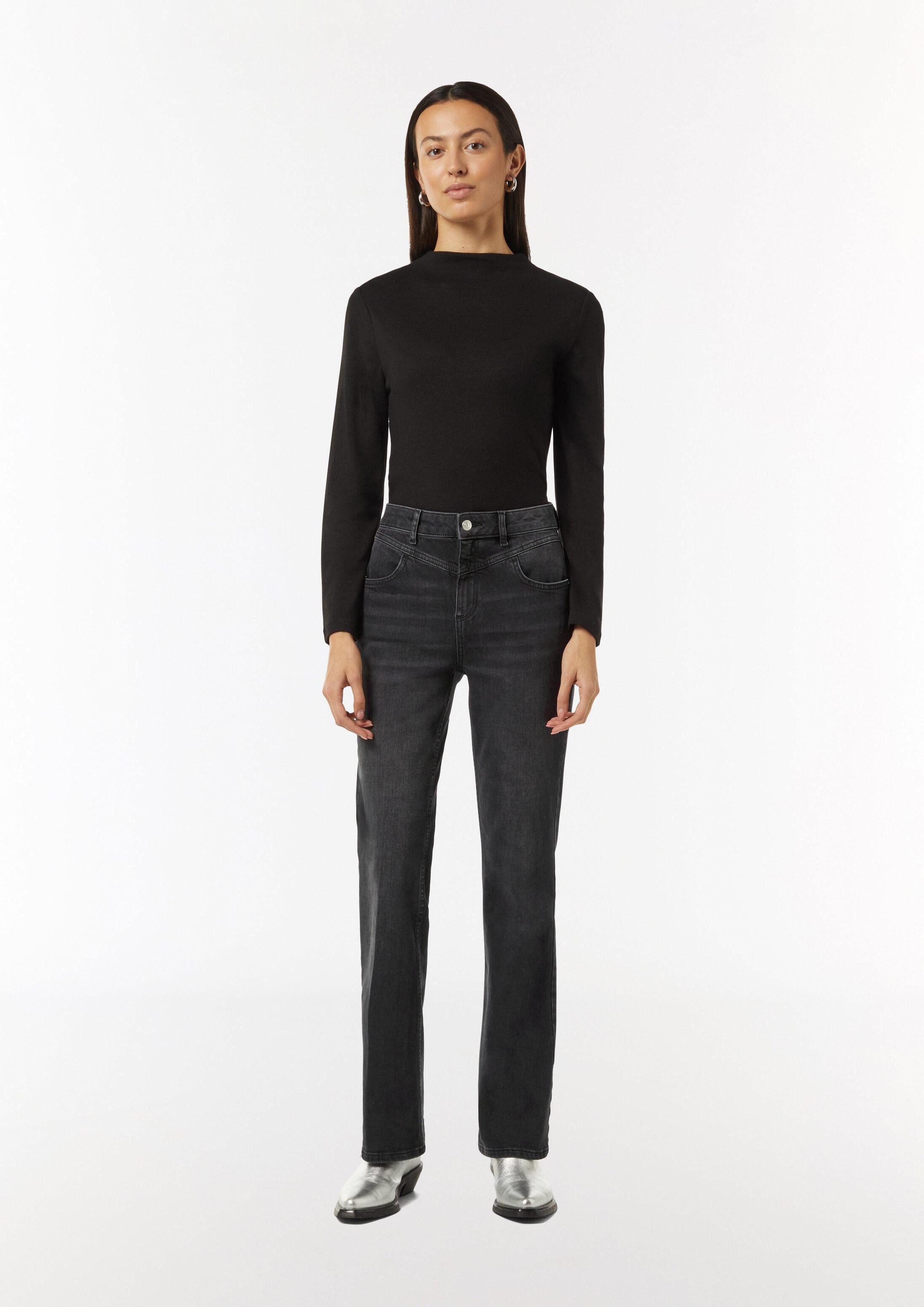 comma Bootcut-Jeans Jeans-Hose Jeans mit Flared Leg und Schmuck-Detail