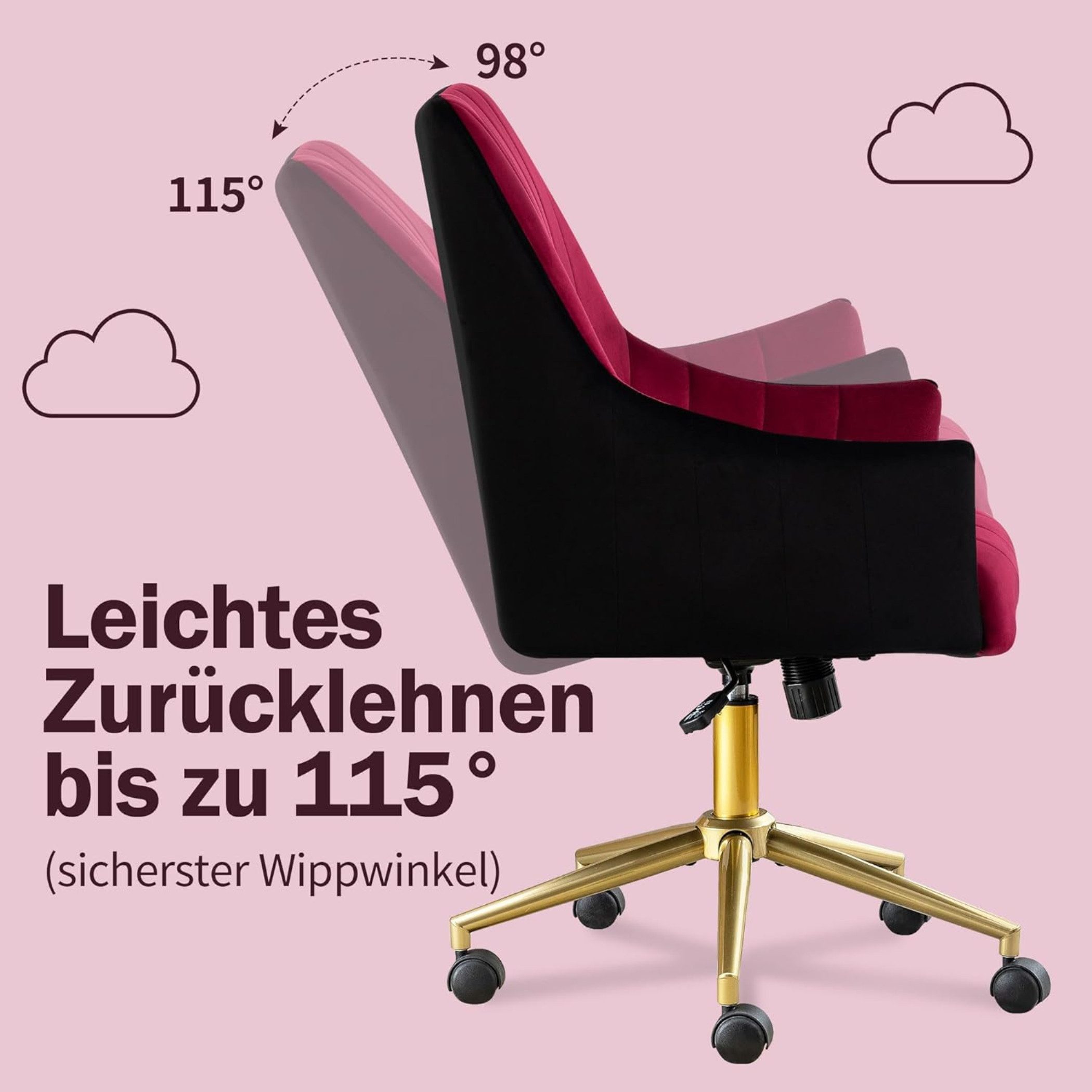 SeedWave Bürostuhl Plissierter Samtstuhl mit Rollen, günstig online kaufen