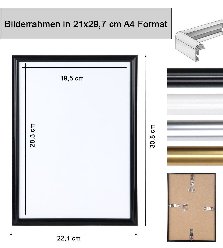 Kunststoffbilderrahmen Plexiglas Pack Schu Schwarz Leichter 5er TREND Set mit 5er Classic 3er Bilderrahmen IDEAL