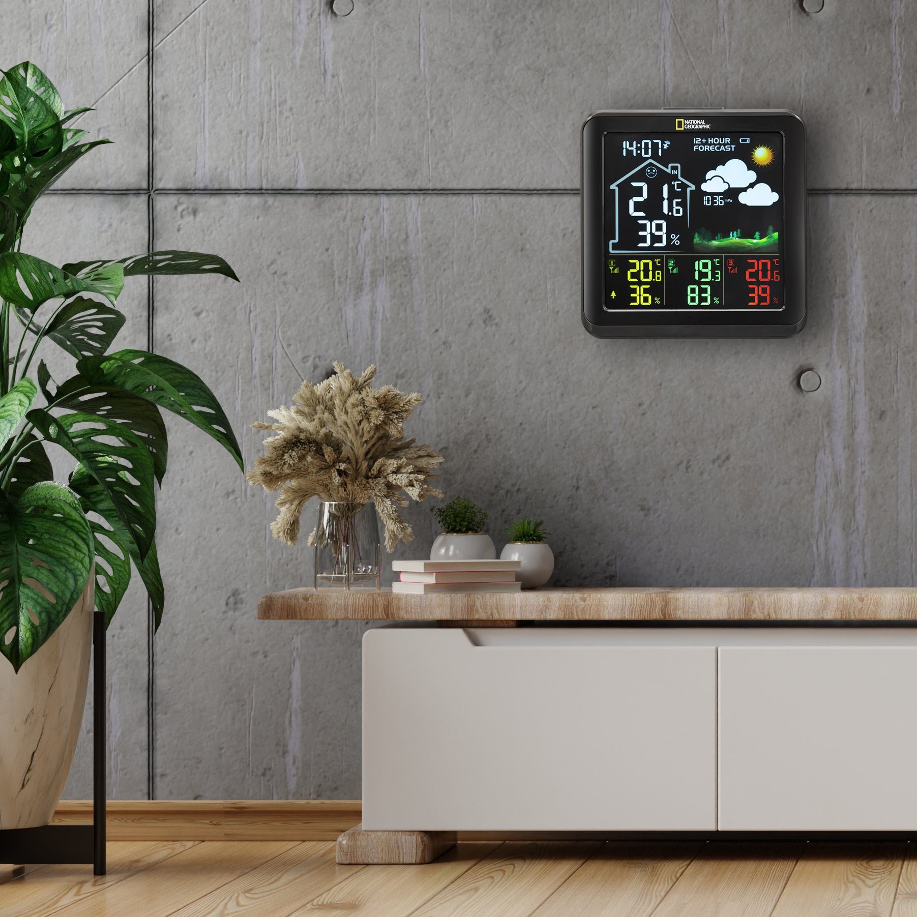 NATIONAL GEOGRAPHIC NATIONAL GEOGRAPHIC VA Farb-Wetterstation mit 3 Außensensoren, schwarz Wetterstation