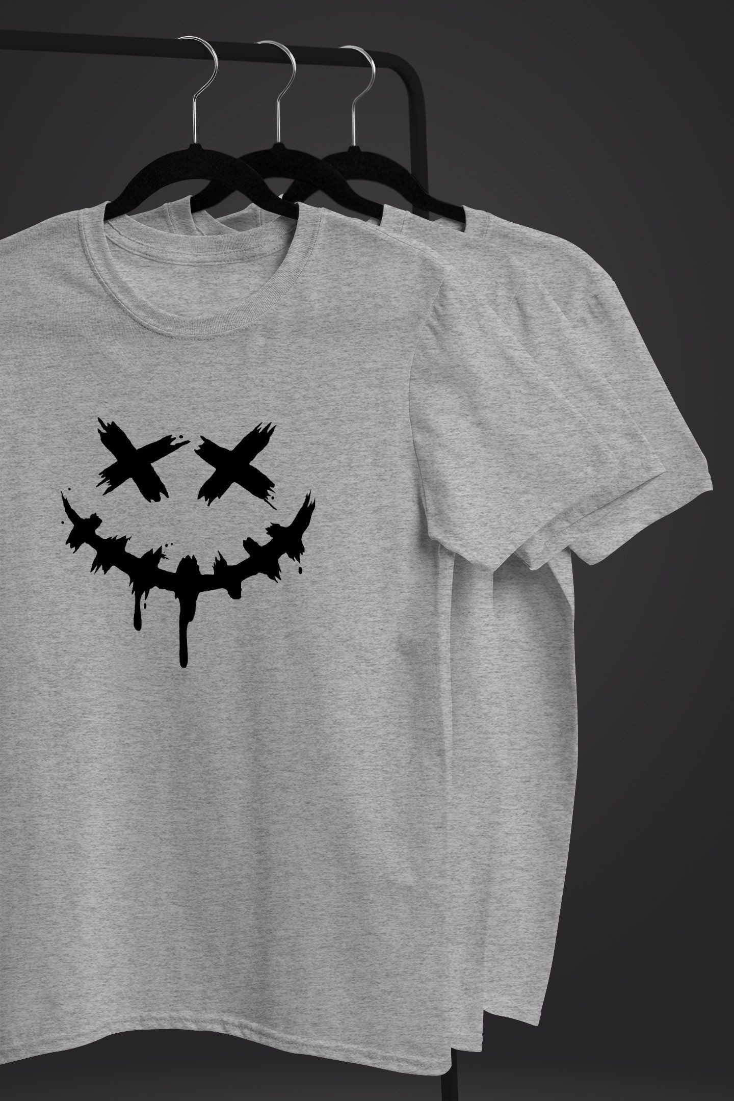Neverless Print-Shirt Herren T-Shirt Bedruckt Techwear Fashion Streetstyle Smiling Face mit Print