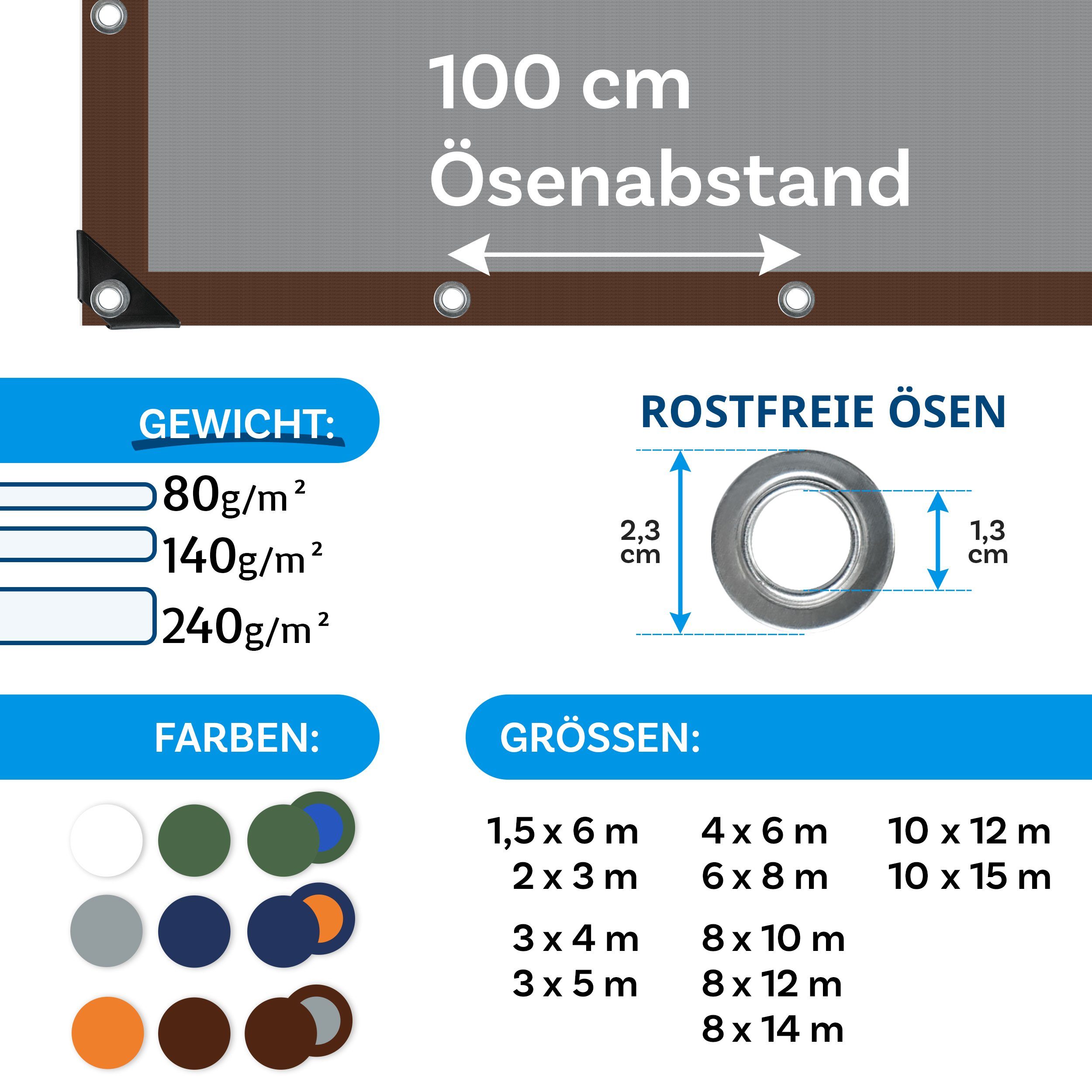 casa pura Schutzplane Reißfest 80 g/m², Abdeckplane in mehreren Farben & Größen, Schutzhülle, Wasserdicht – Bild 4 von 5