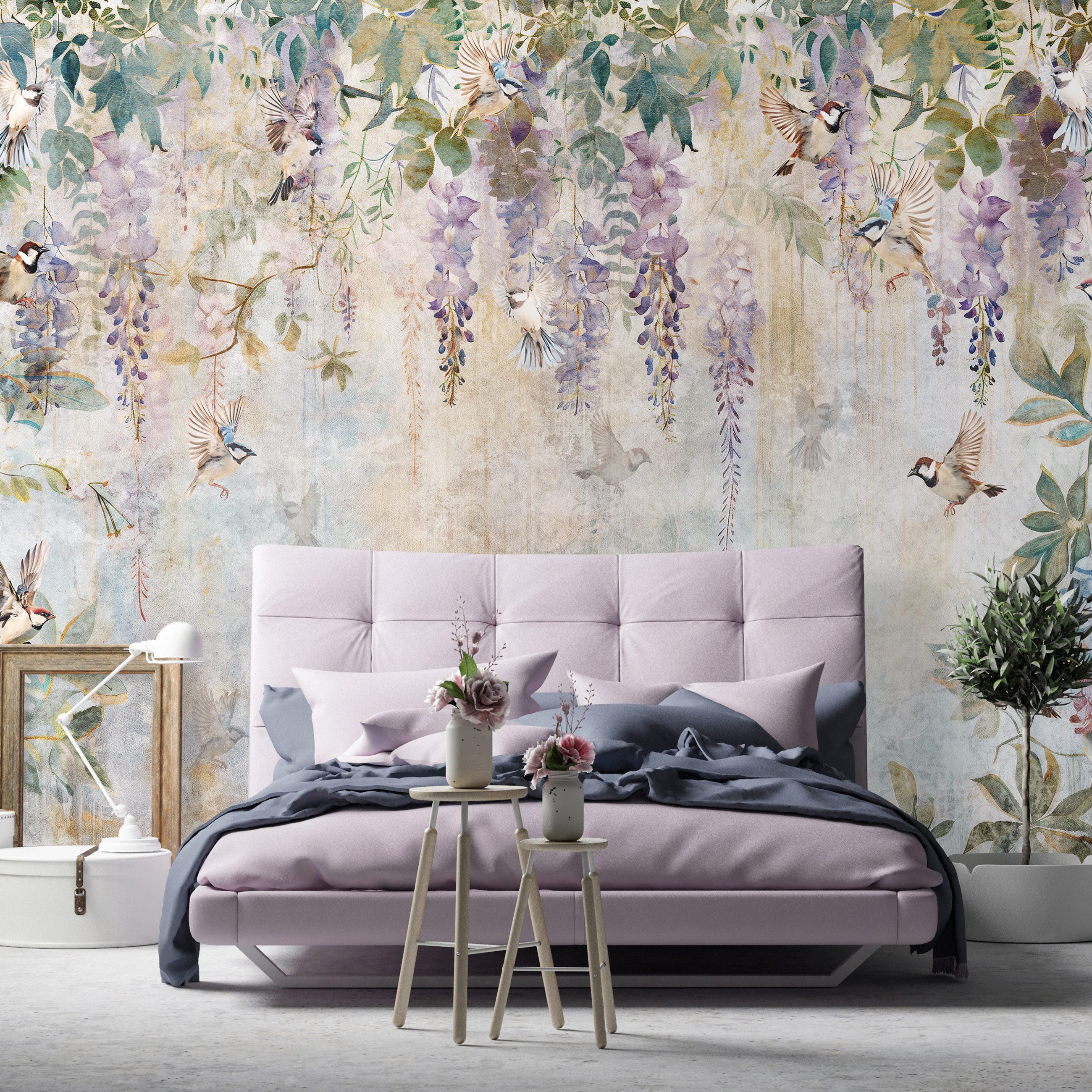 Wallarena Fototapete Vintage - Mehrfarbig - Klassisch - Vlies - Wohnzimmer, glatt, (2 St), 100x70cm