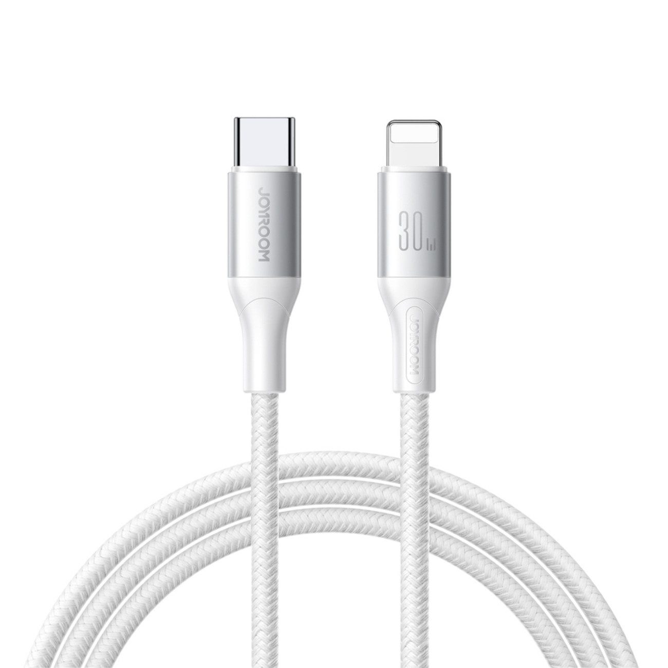 JOYROOM Flash USB-Kabel, USB-C auf iPhone Kabel 30W PD, 2m, Nylon, weiße Ausführung